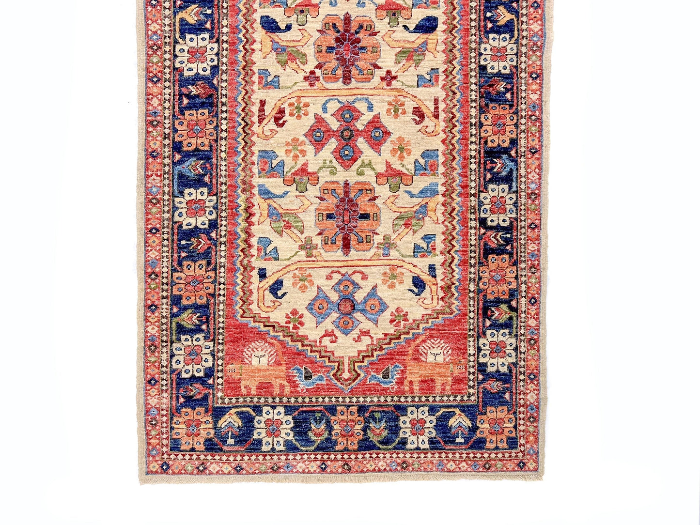 Afghan Qashqai Runner (3'00"x8'02) ivory/navy-1