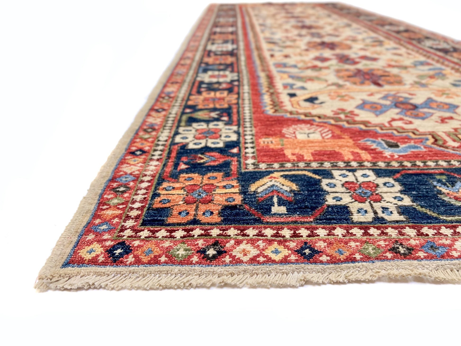 Afghan Qashqai Runner (3'00"x8'02) ivory/navy-2