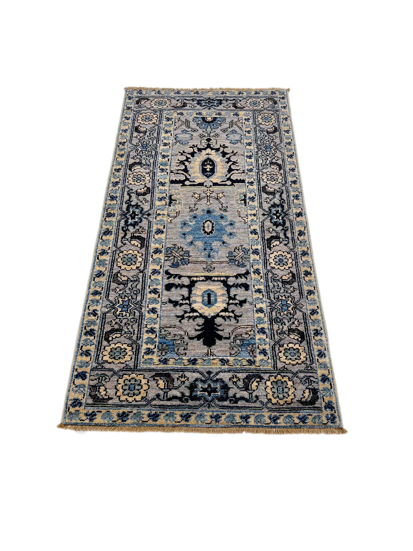 Afghan Serapi veg.dye blue monochrome (2x4)-1