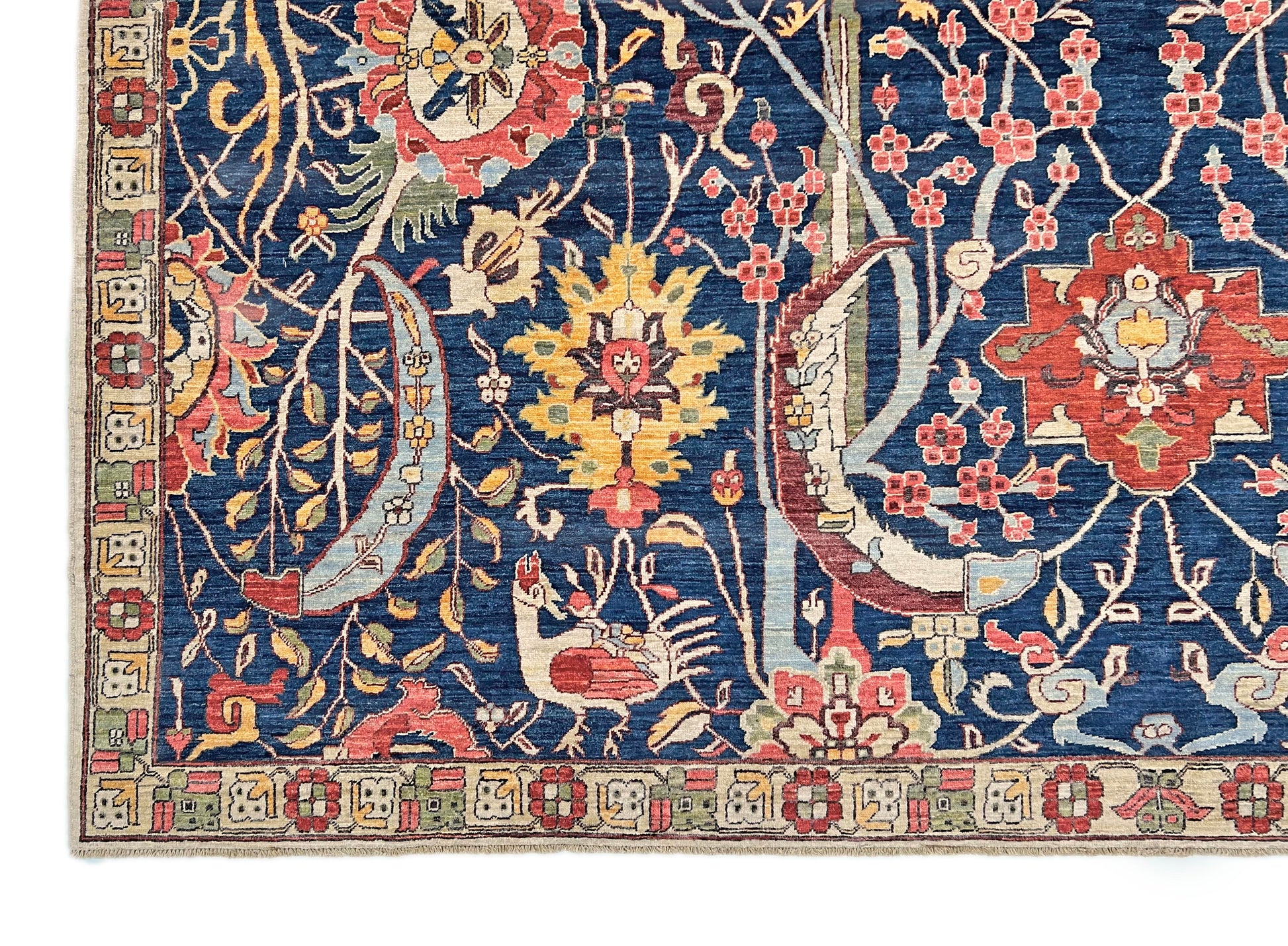 Afghan-made Bird of Paradise (9'03"x12'00") indigo-1