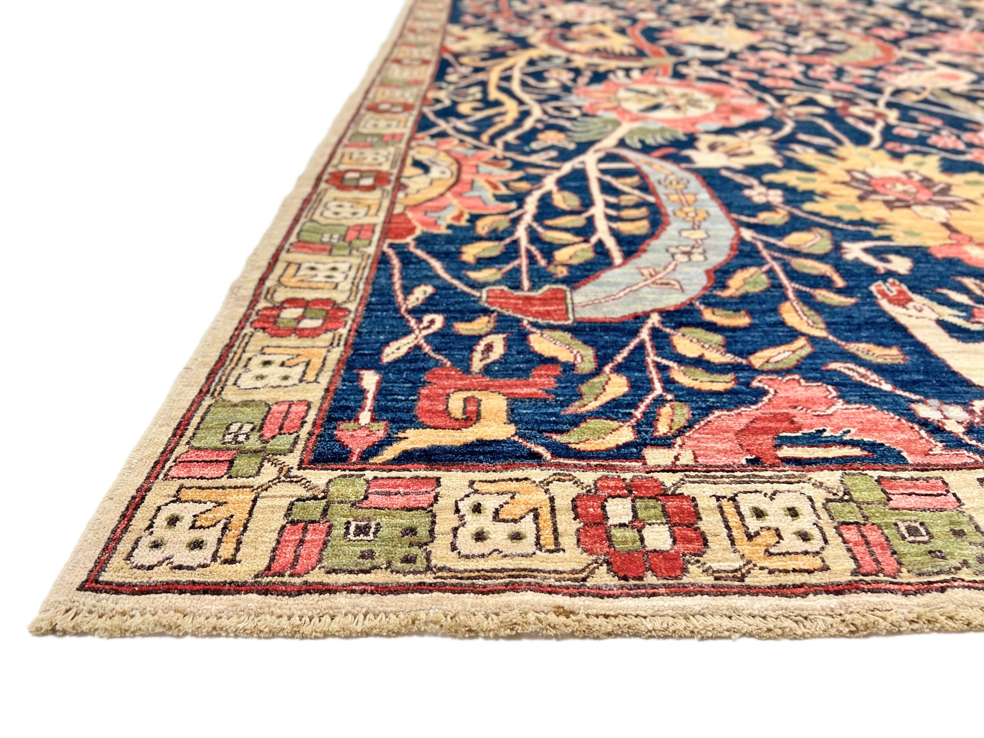 Afghan-made Bird of Paradise (9'03"x12'00") indigo-2