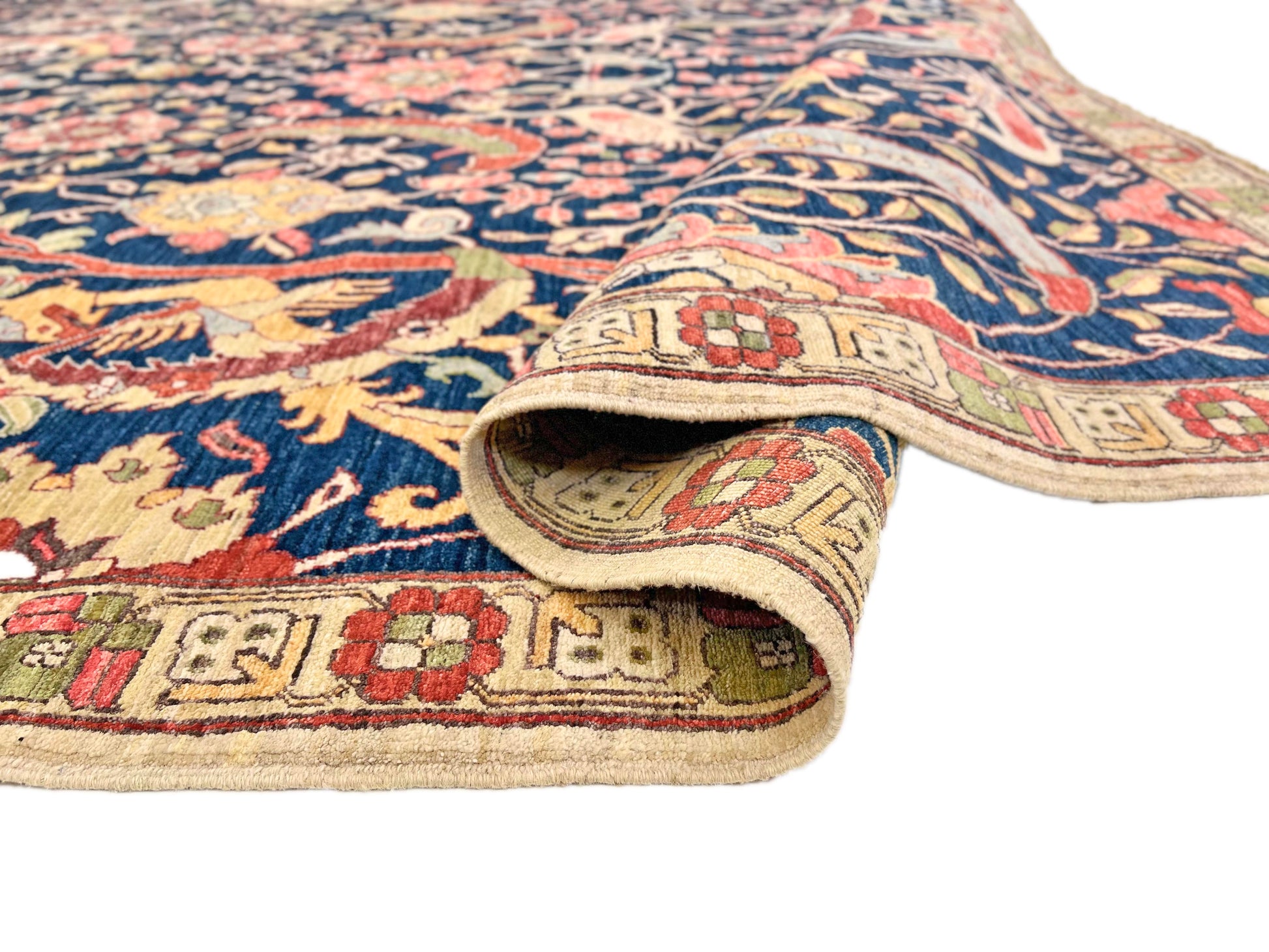 Afghan-made Bird of Paradise (9'03"x12'00") indigo-4