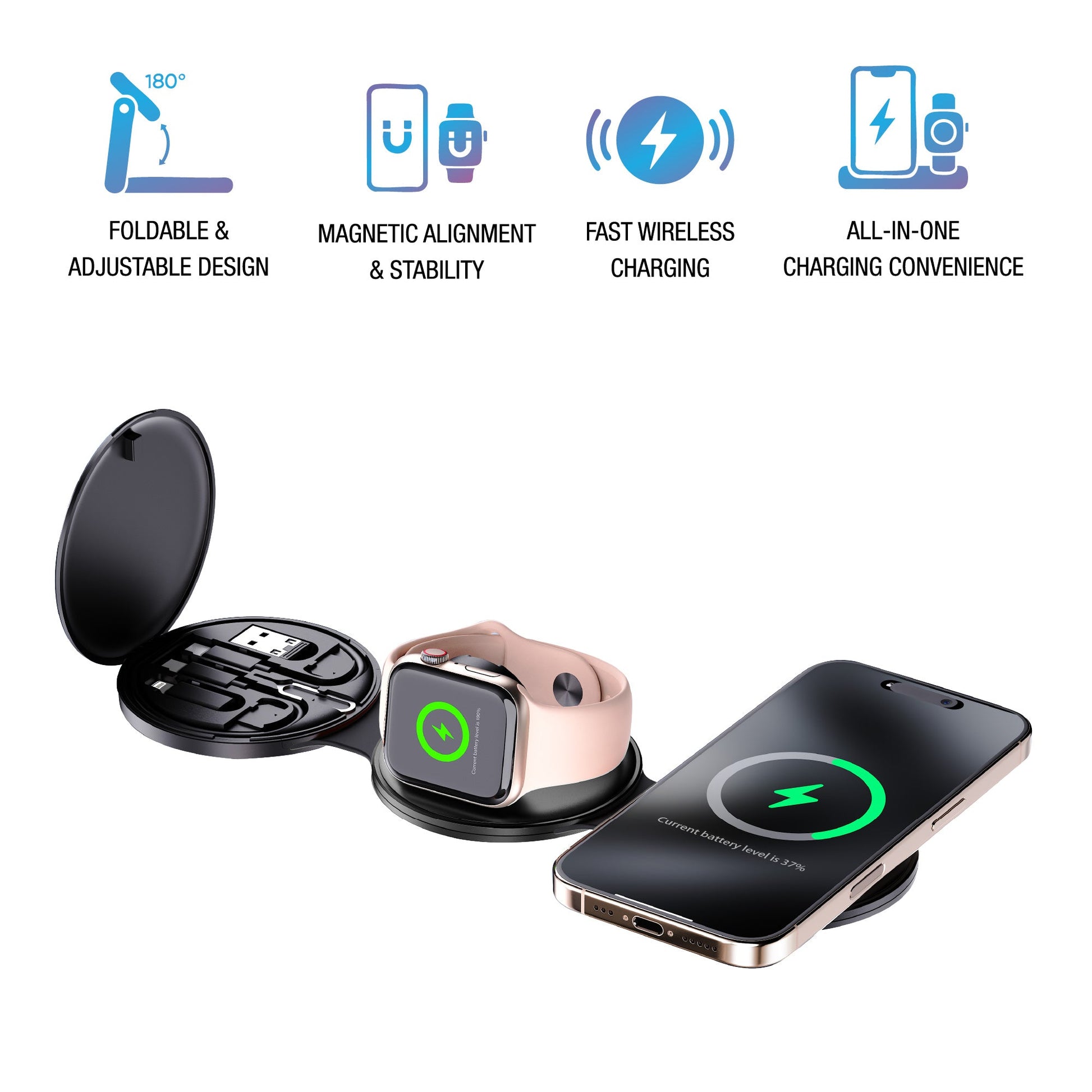 Pursonic 5-in-1 Folding Wireless Charging Station – Power Everything, All at Once-1