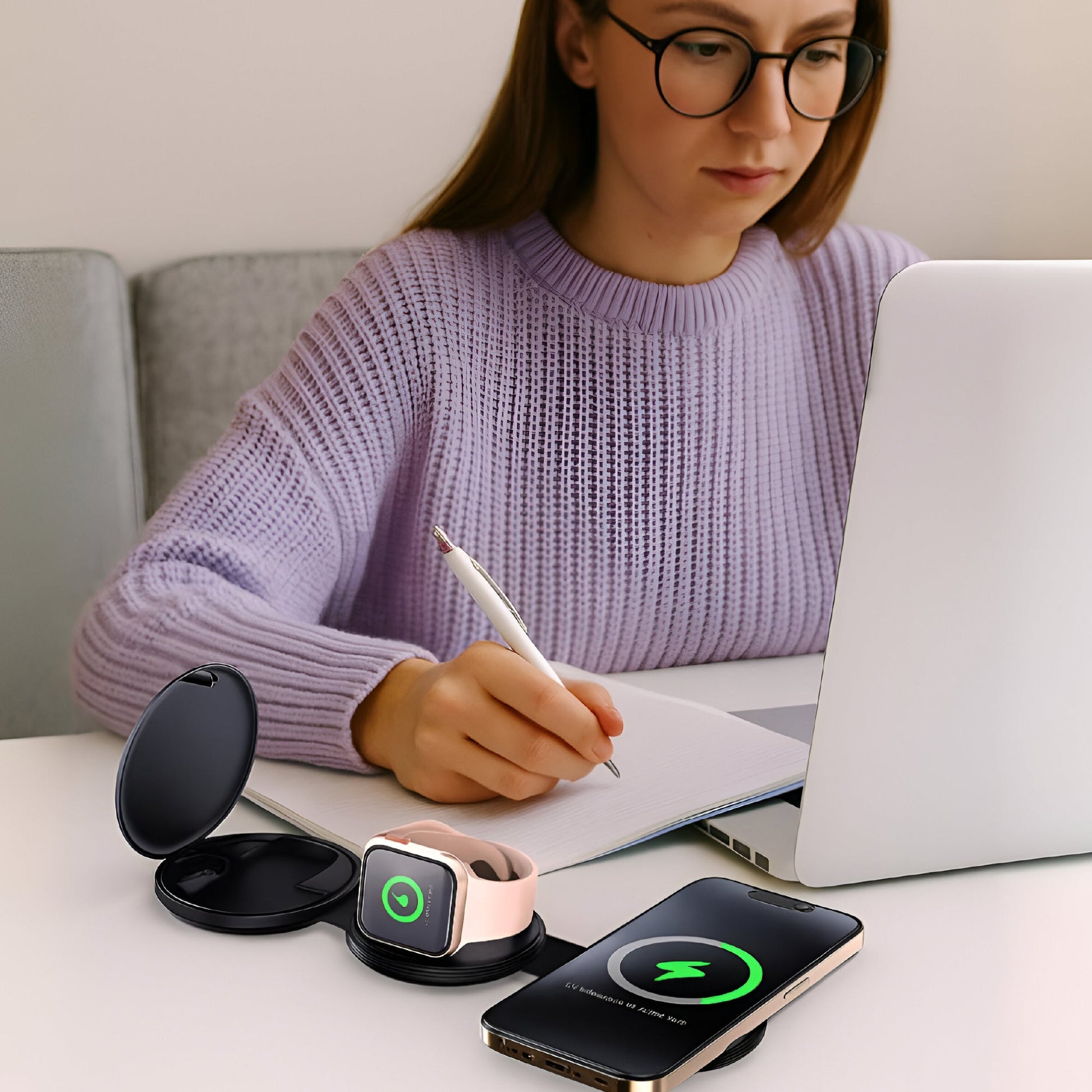 Ultimate 5-in-1 Tech Bundle: Folding Wireless Charger & Multi-Function Bedside Alarm Clock-2