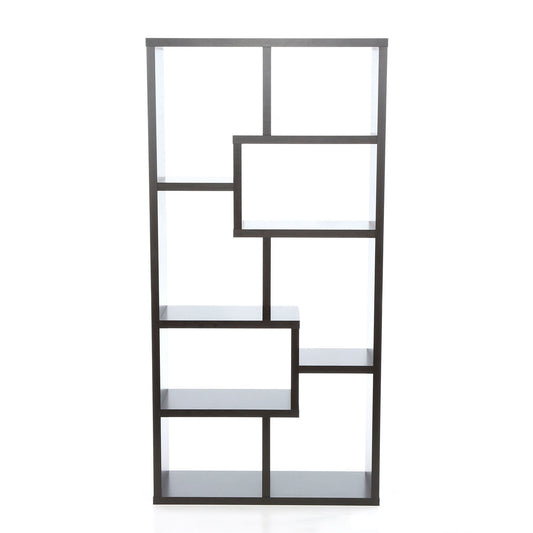Modern 70-in High Display Cabinet Bookcase in Dark Brown Cappuccino Wood Finish-0