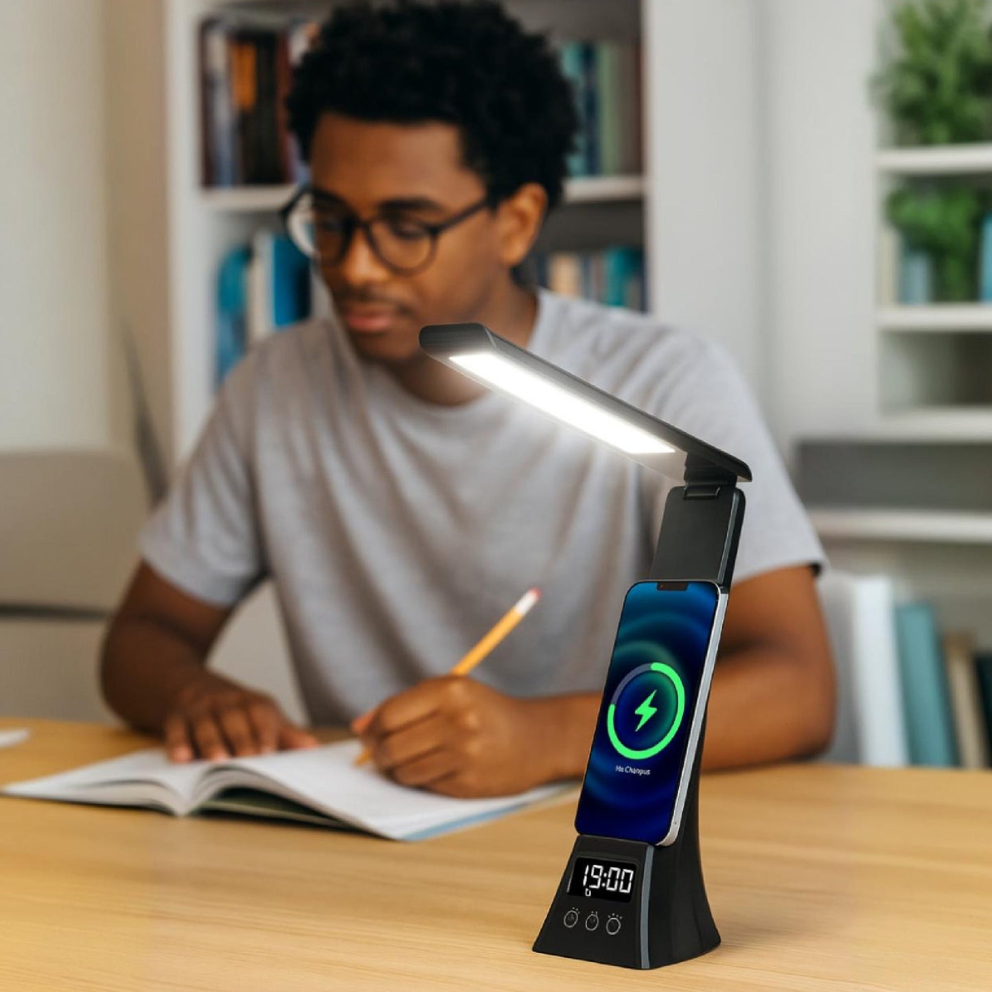 Smart Home Essentials Bundle: All-in-One Alarm Clock & 3-in-1 LED Desk Lamp with Wireless Charging-4