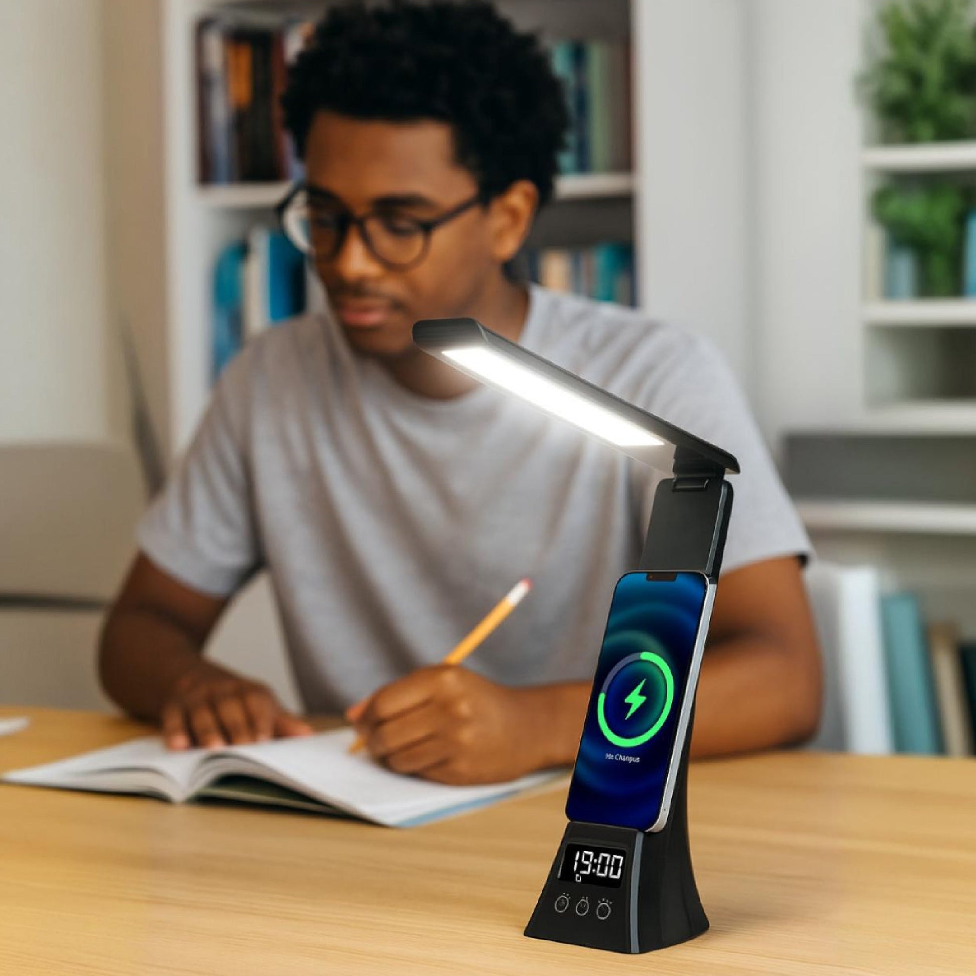 Smart Home Essentials Bundle: All-in-One Alarm Clock & 3-in-1 LED Desk Lamp with Wireless Charging-4