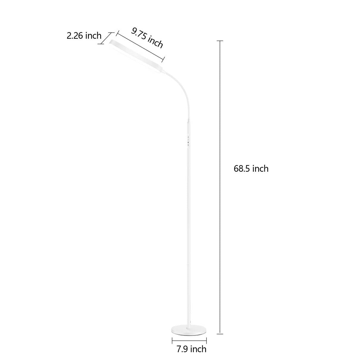 White 68-inch LED Dimmable Gooseneck Floor Lamp Reading Light with Remote-4