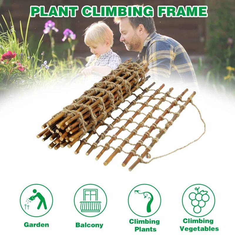 Indoor Outdoor Wall Hanging Willow Wood and Jute Garden Trellis-2