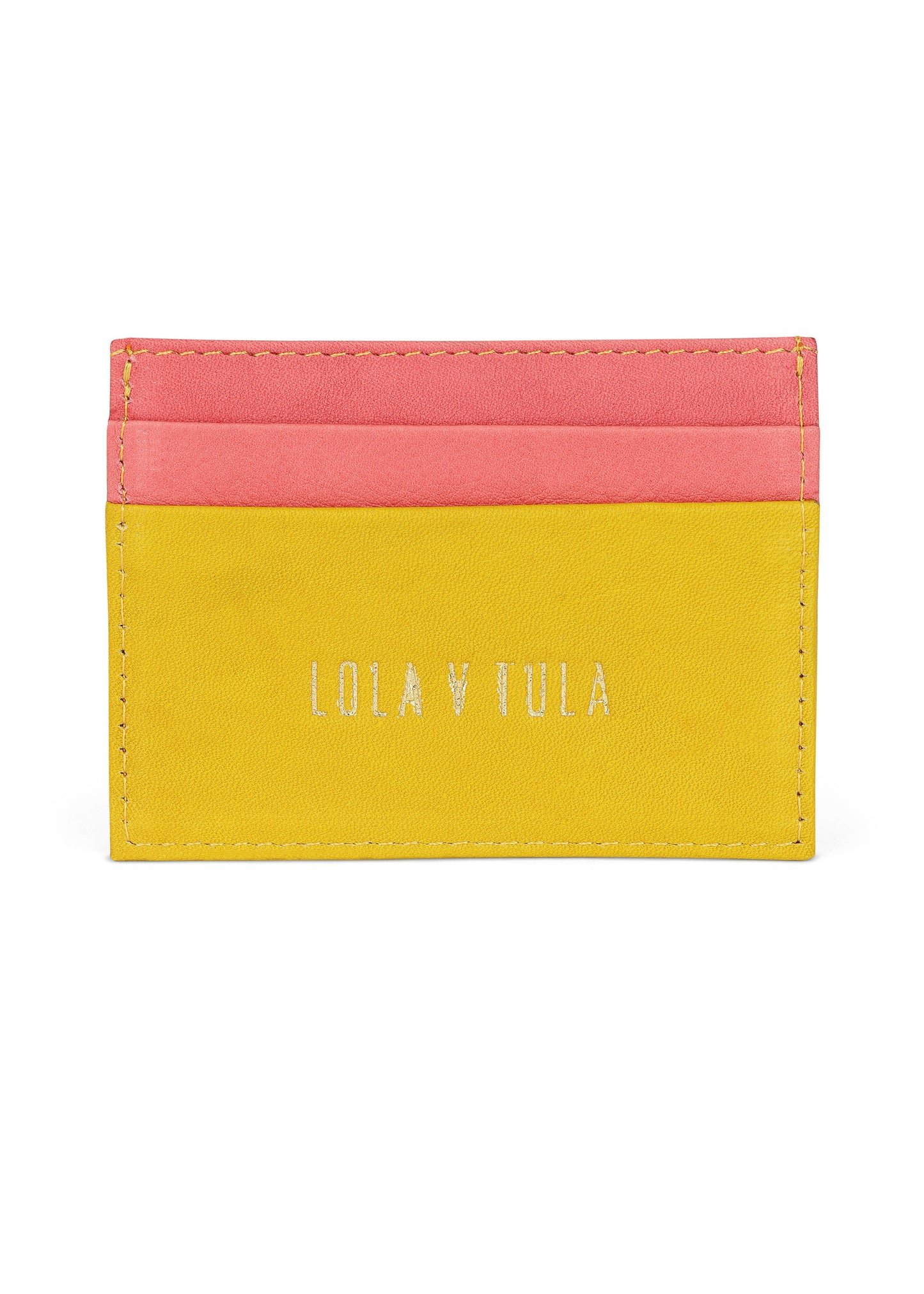Jaguar Leather Card Holder Wallet Yellow and Pink