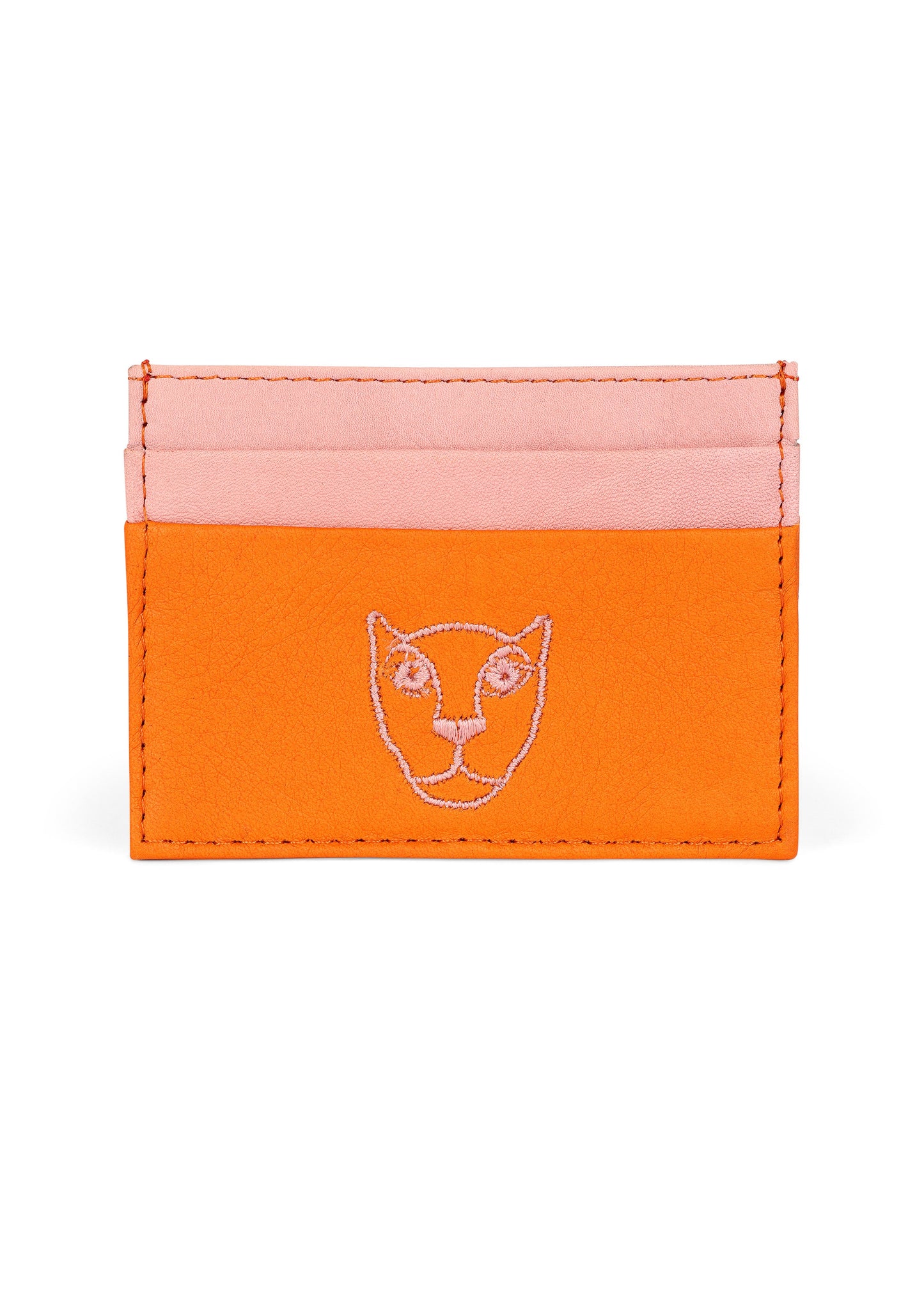 Jaguar Leather Card Holder Wallet Pink and Orange