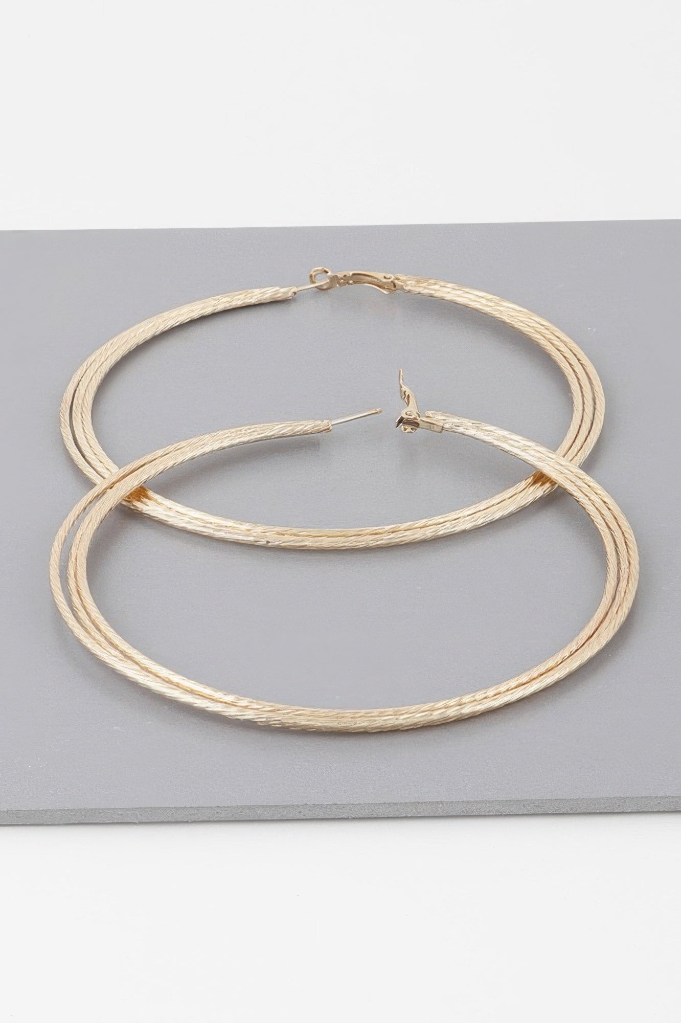 Wide Triple Rope Hoop Earrings