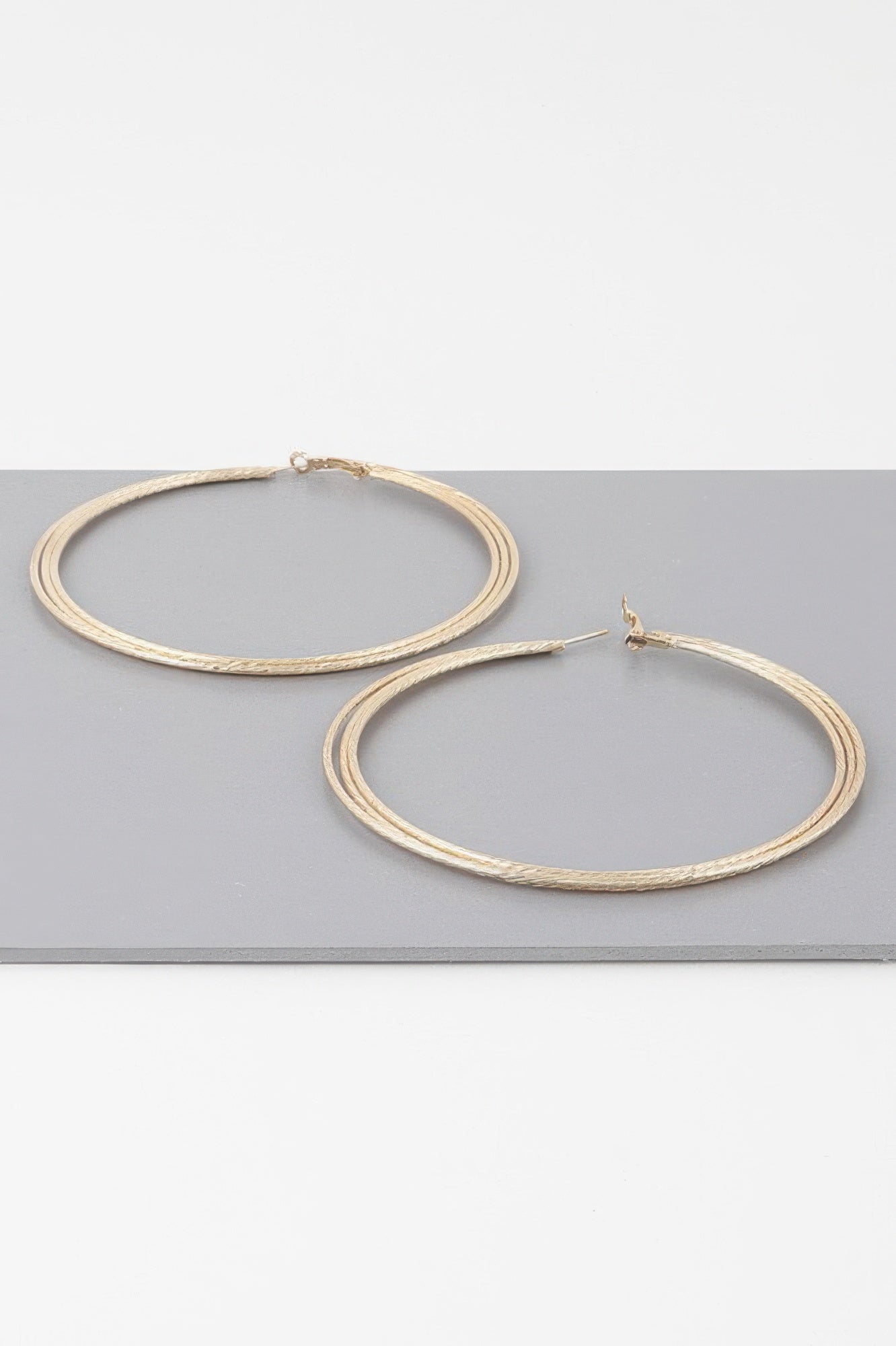 Wide Triple Rope Hoop Earrings