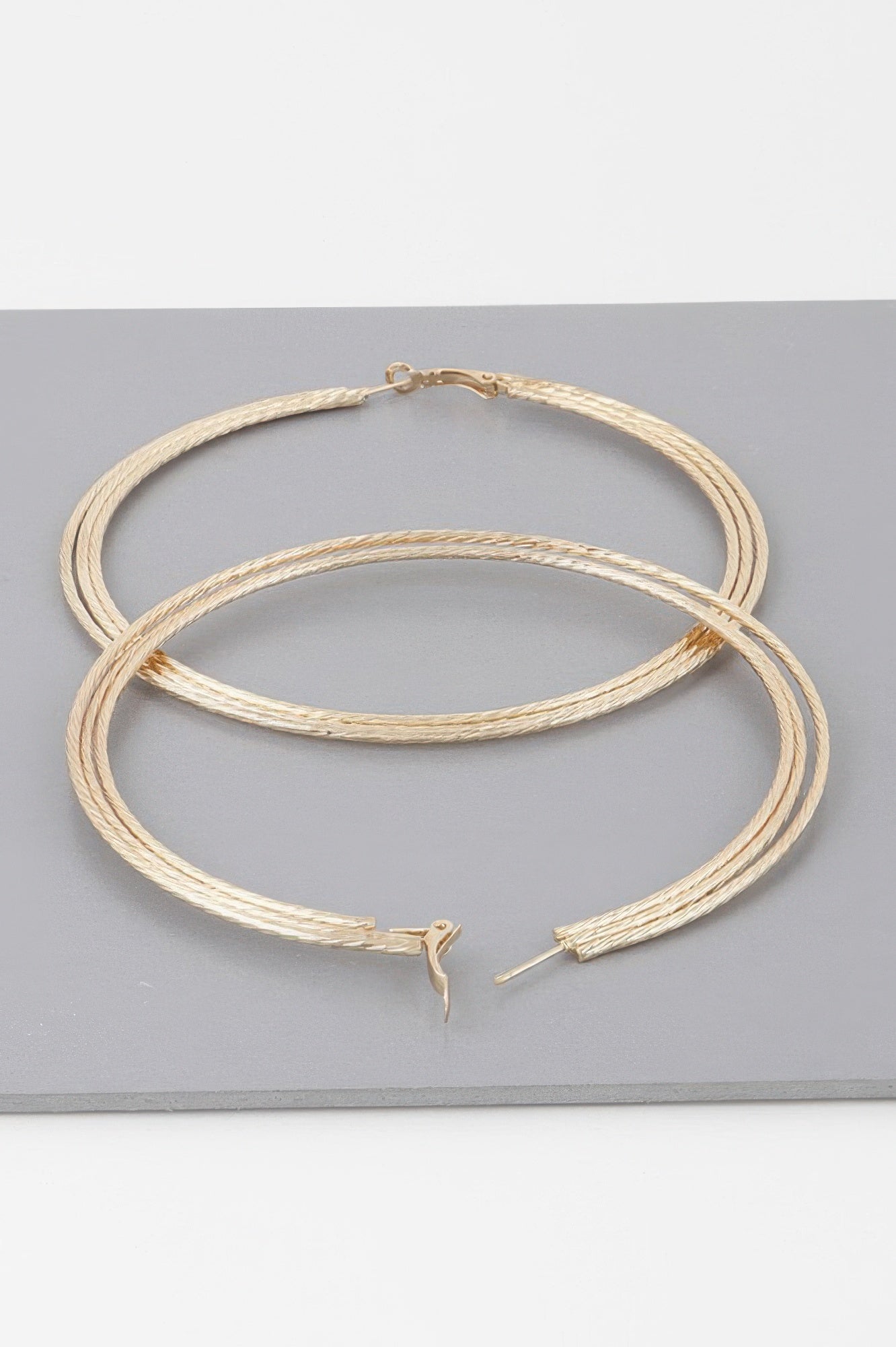 Wide Triple Rope Hoop Earrings