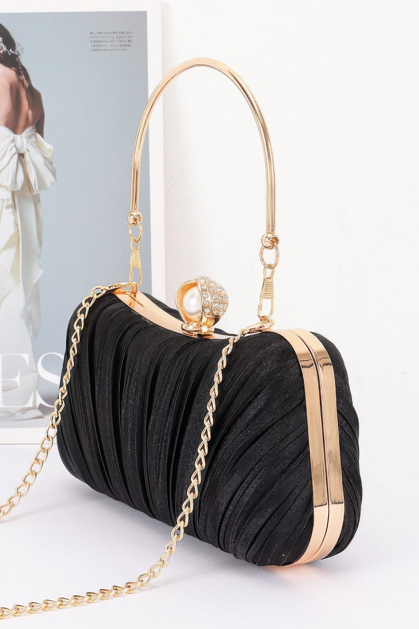 Pleated Polyester Party Clutch