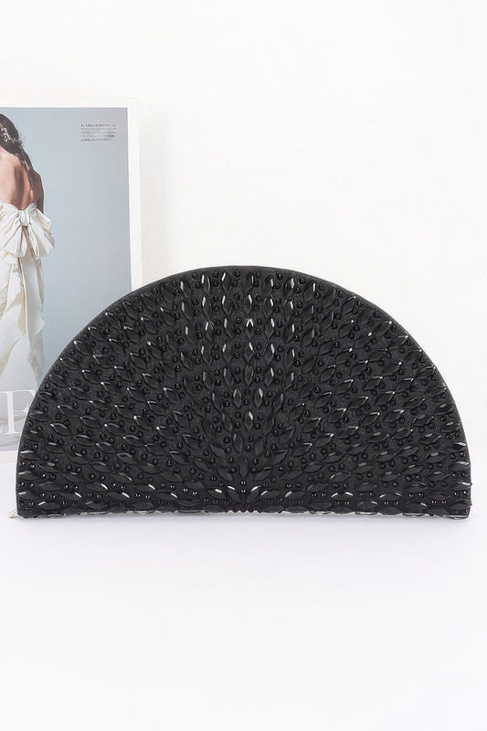 Rhinestone Half Moon Party Clutch
