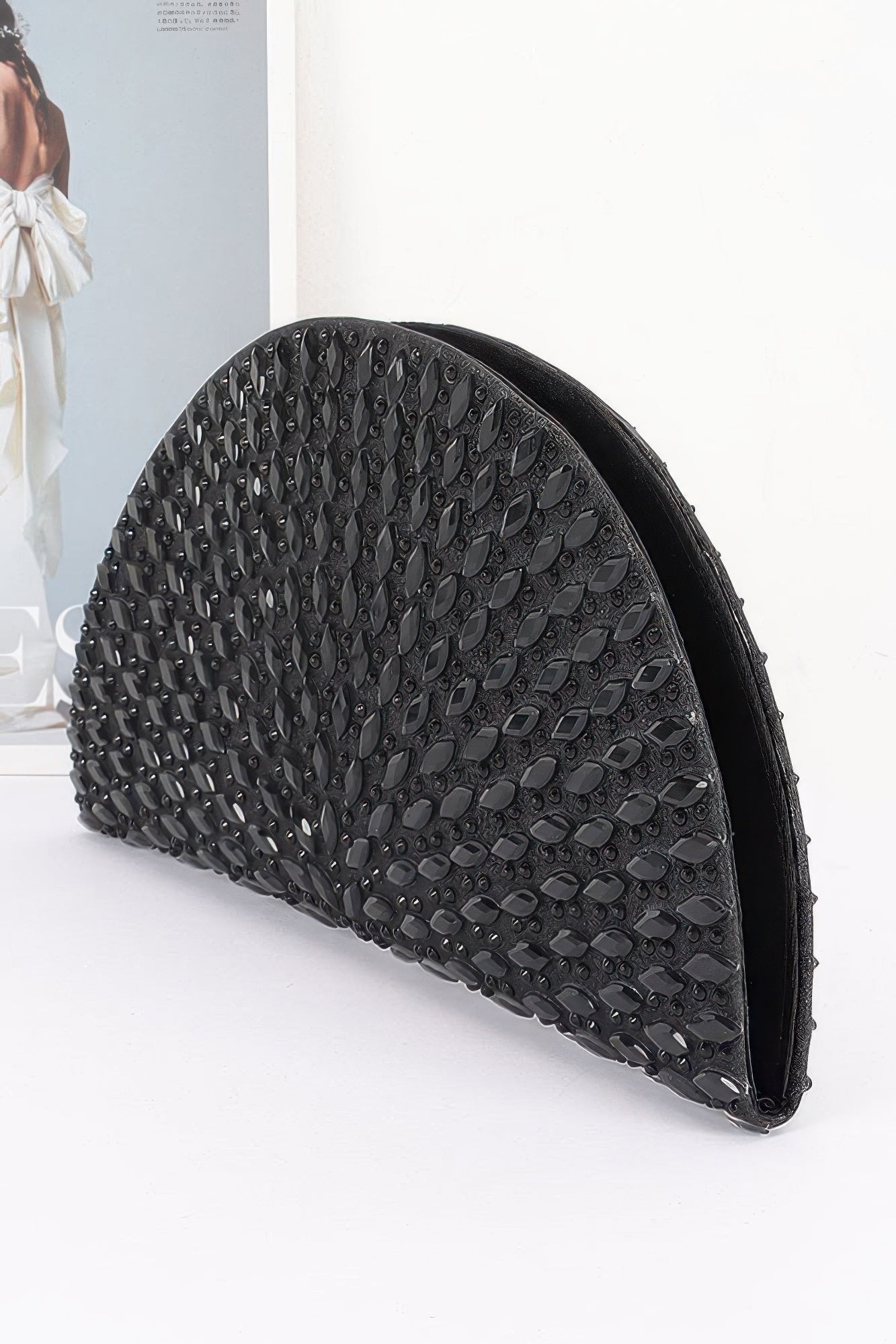 Rhinestone Half Moon Party Clutch