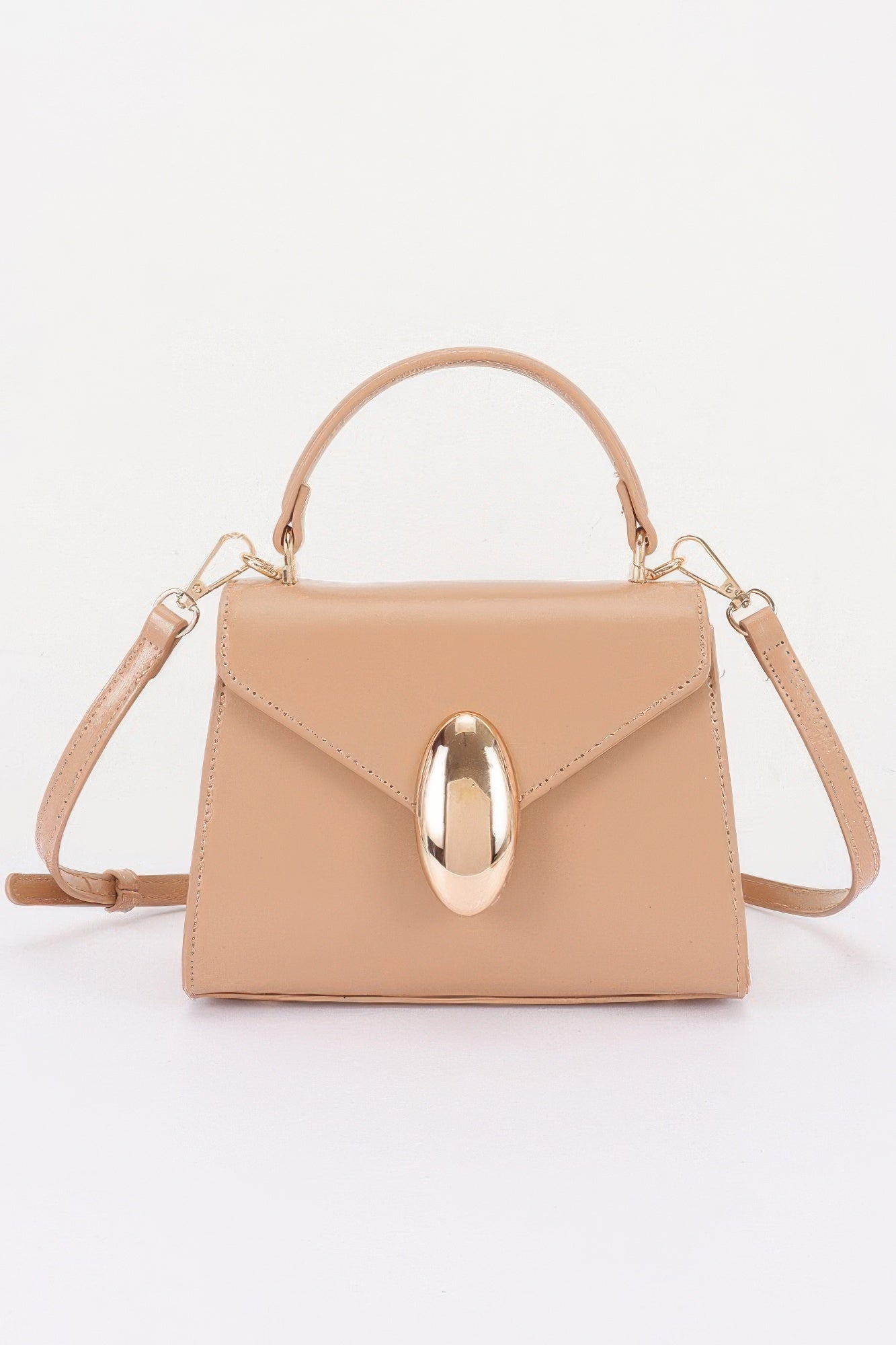 Vegan Leather Top Handle Flap Bag