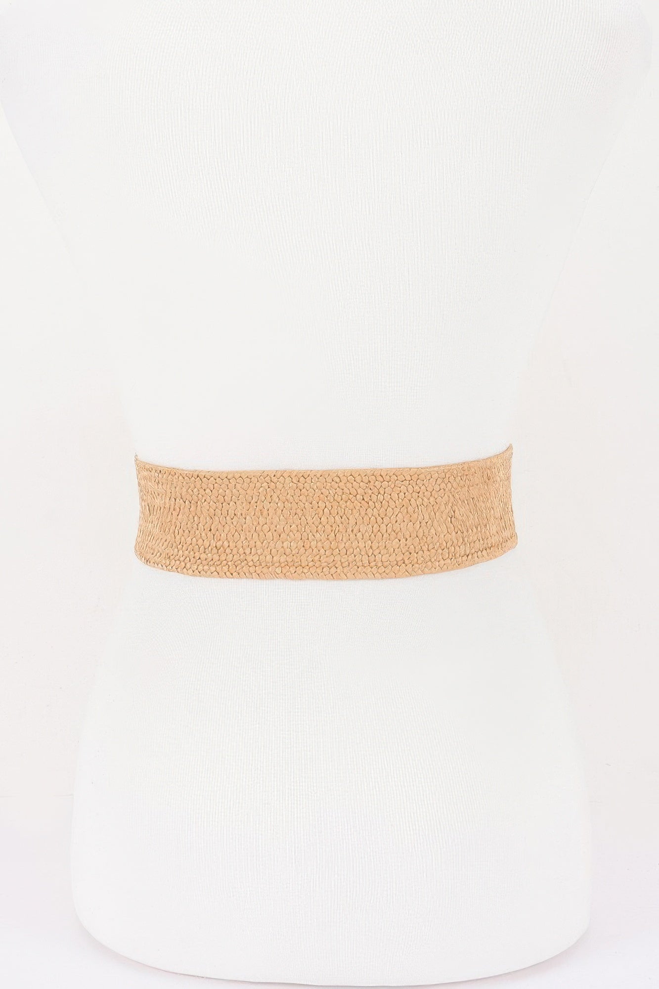 Faux Straw Big Metal Buckle Elastic Plus Size Belt