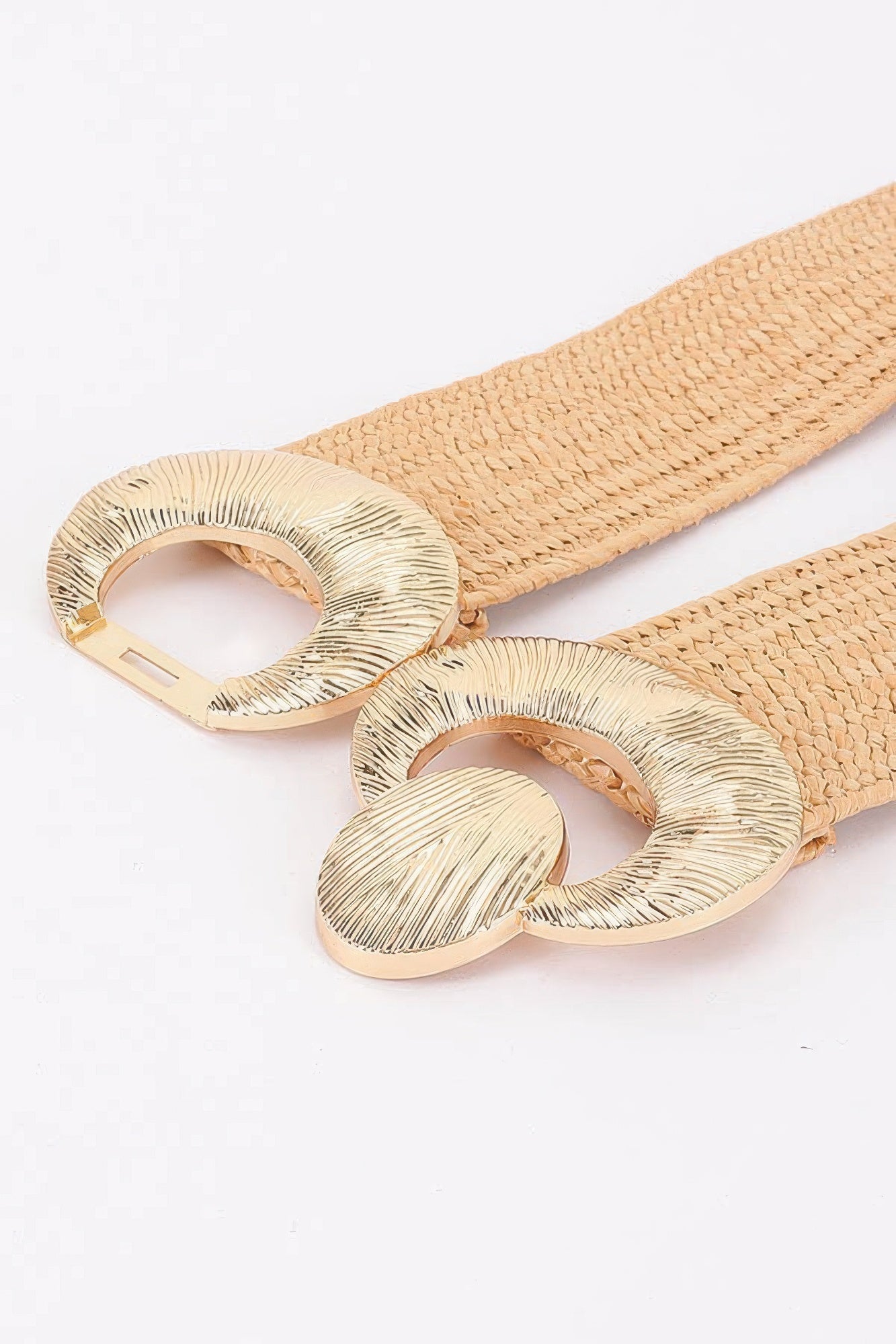 Faux Straw Big Metal Buckle Elastic Plus Size Belt