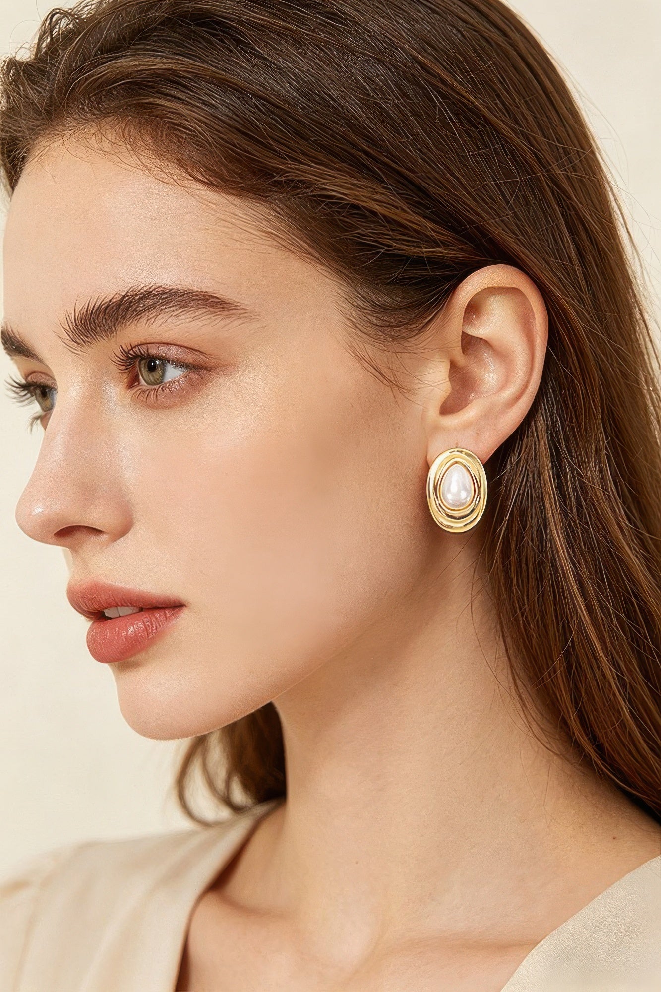 Teardrop Pearl Stud Earrings