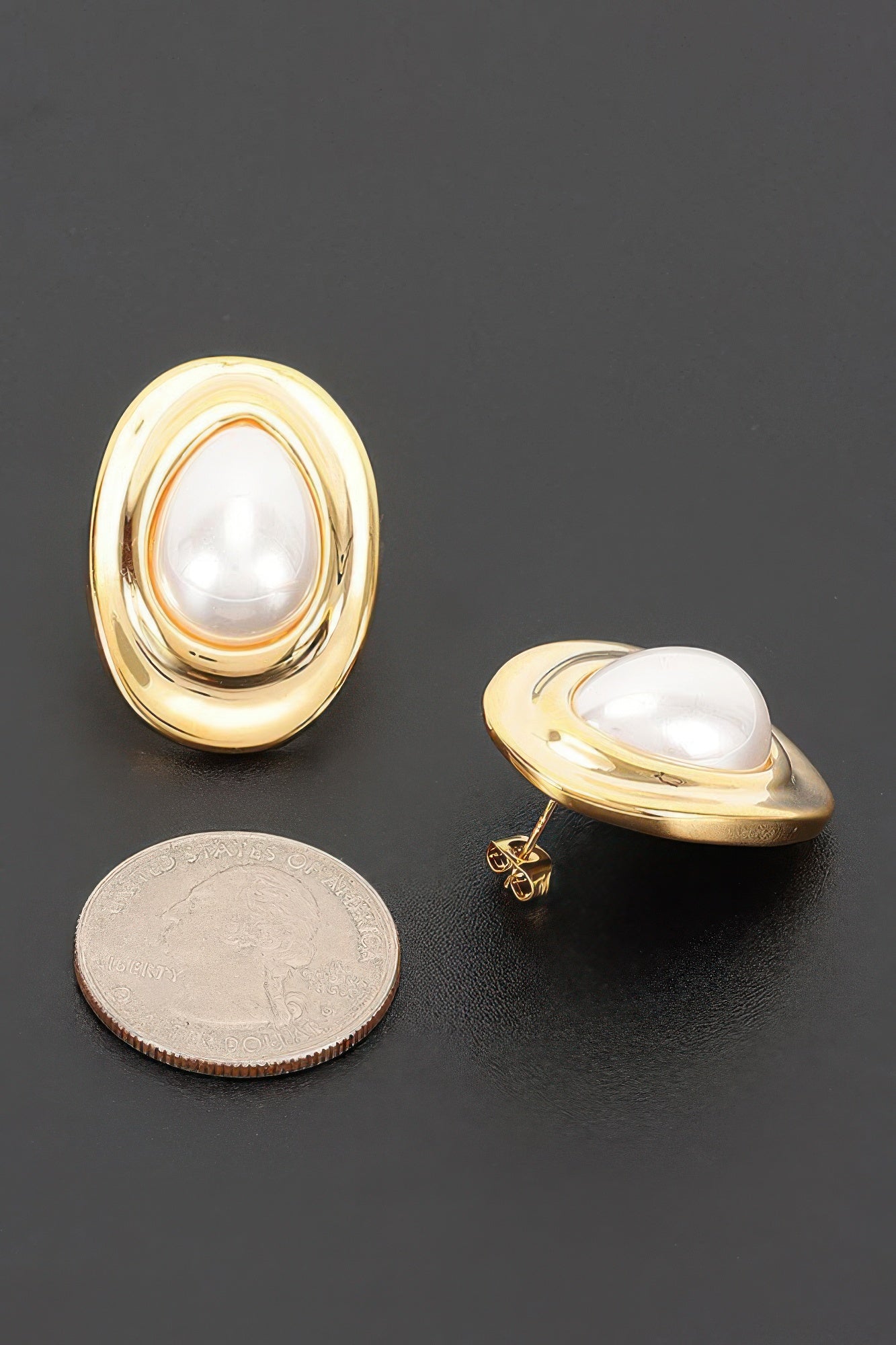 Teardrop Pearl Stud Earrings