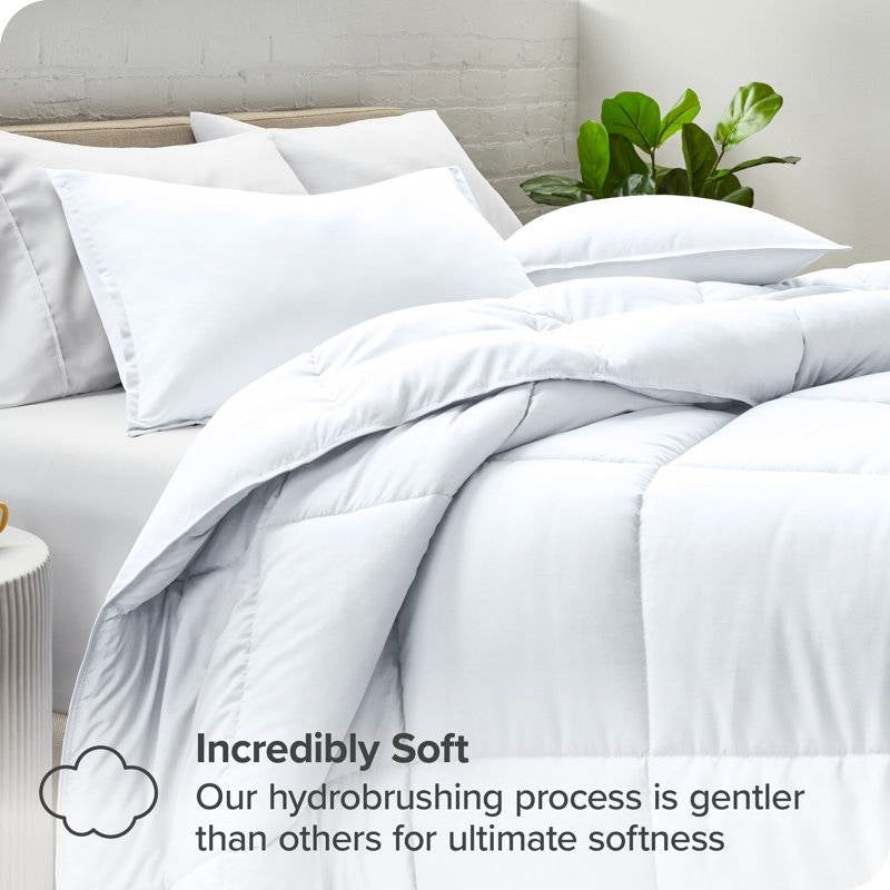 Full size Super Soft Microfiber Down Alternative Comforter Set White-4