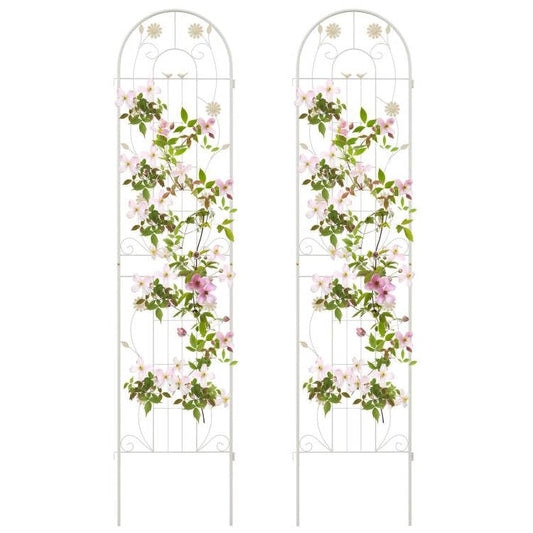 2 Pack - 7-ft Galvanized Steel Garden Trellis in White Metal Outdoor Finish-0
