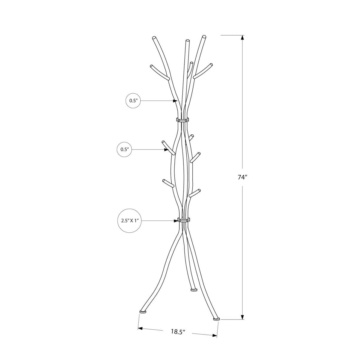 74-inch White Metal Coat Rack Entryway Hall Tree Umbrella Stand-4