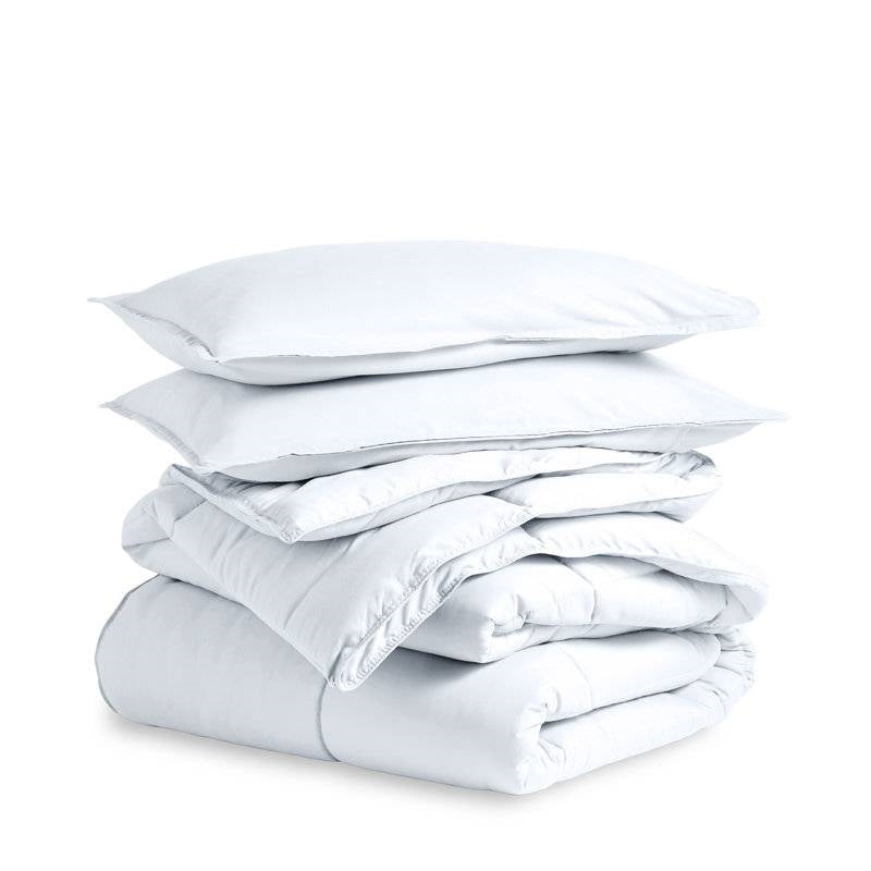 Twin/Twin XL size Super Soft Microfiber Down Alternative Comforter Set White-1
