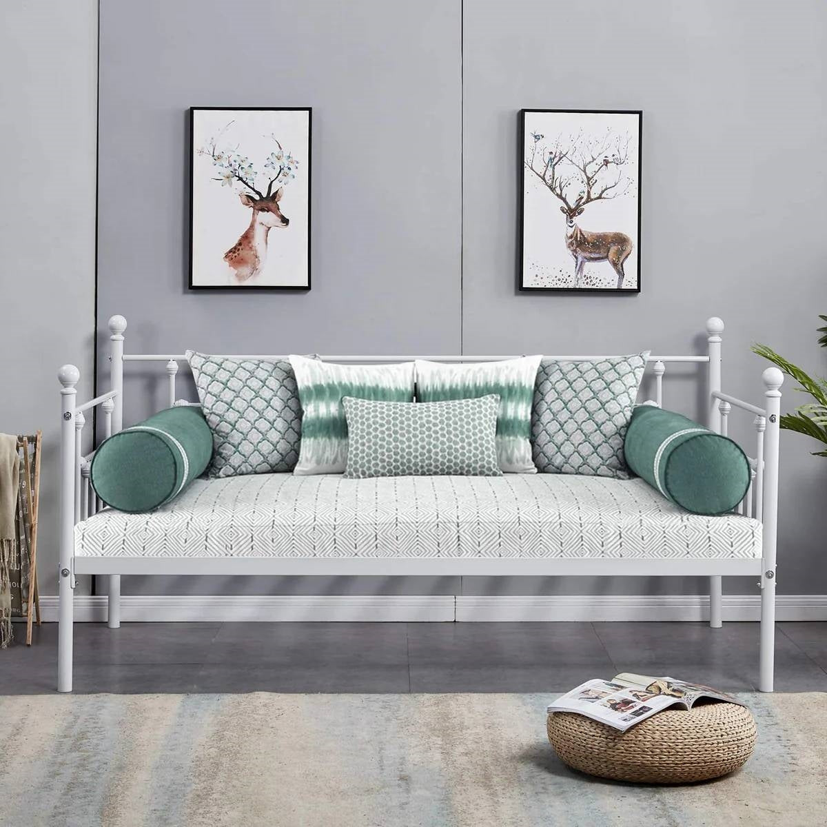 Twin size Farmhouse Daybed Frame in White Metal Finish-0