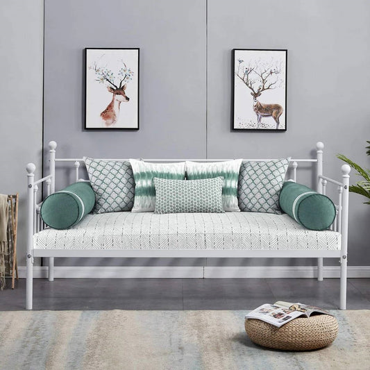 Twin size Farmhouse Daybed Frame in White Metal Finish-0