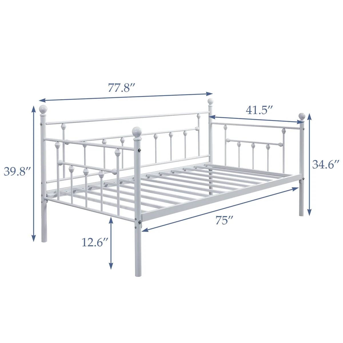 Twin size Farmhouse Daybed Frame in White Metal Finish-4