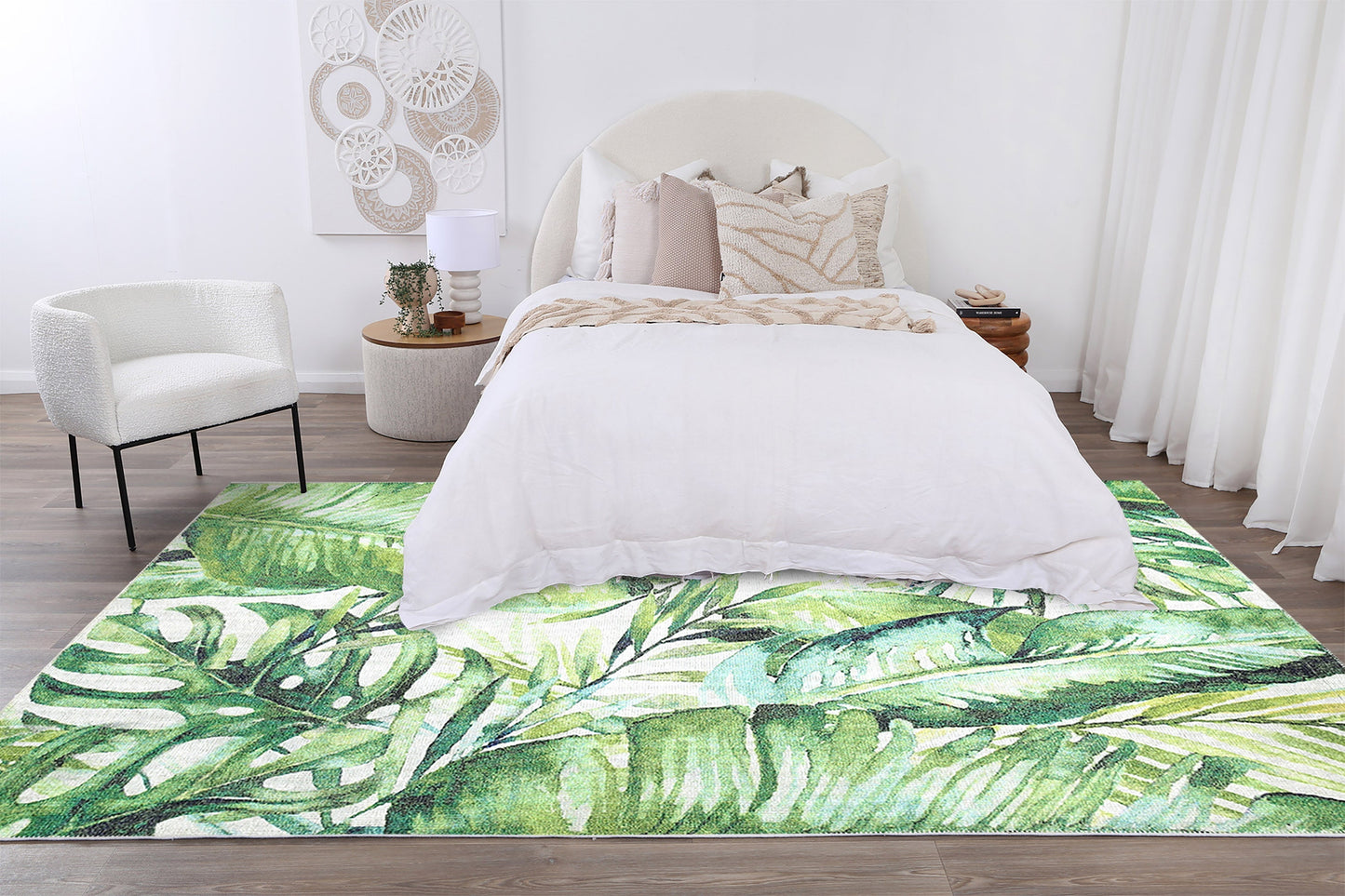 Wild Borneo Gorgeous Leaf Design in Green Rug-1