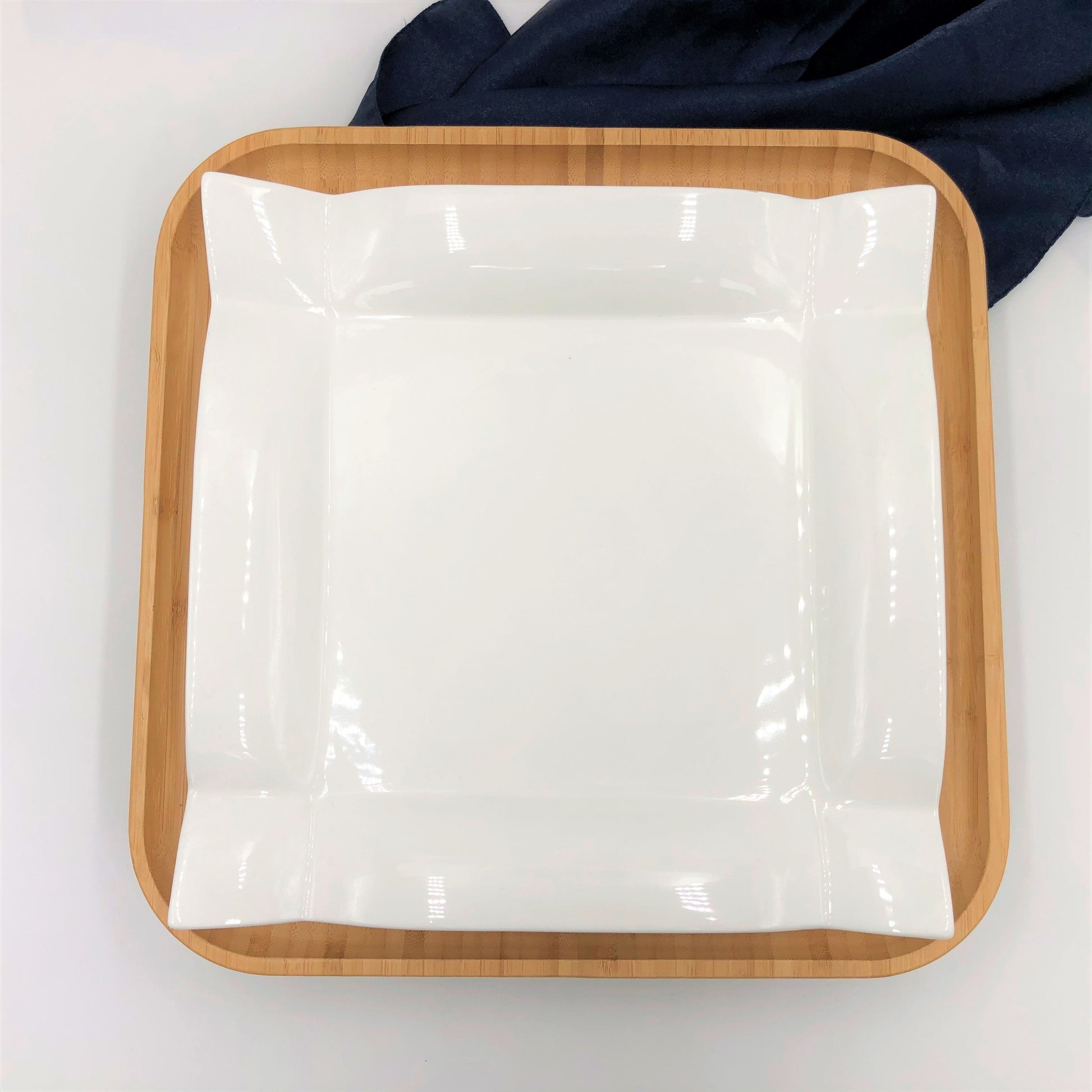 Square Bamboo And Fine Porcelain Contemporary Dinnerware Set-2