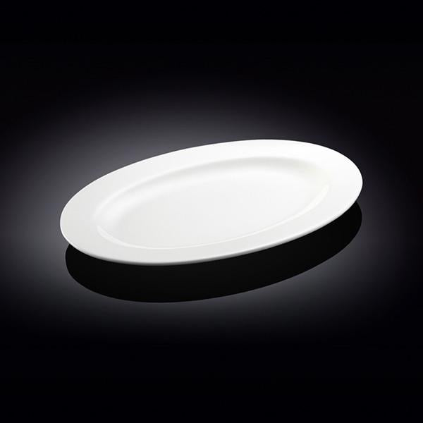 Set Of 3 Professional Rolled Rim White Oval Plate / Platter 12" inch |-1