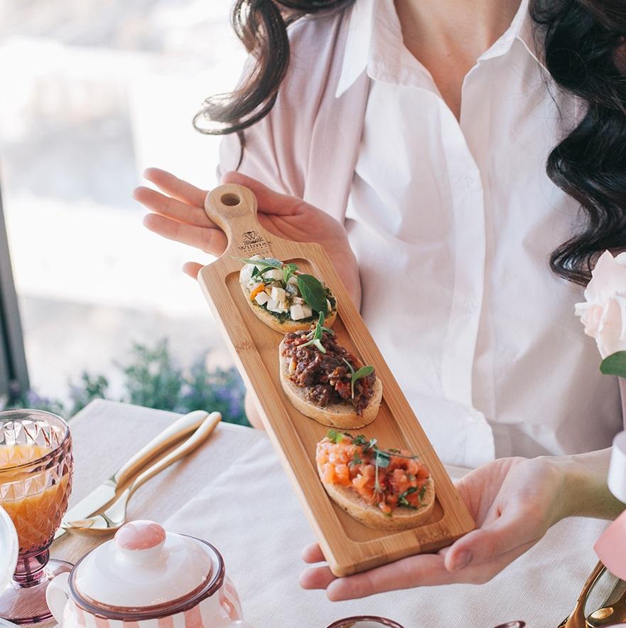 Bamboo Tray 14.5" inch X 3.75" inch | For Appetizers / Barbecue / Burger Sliders-0