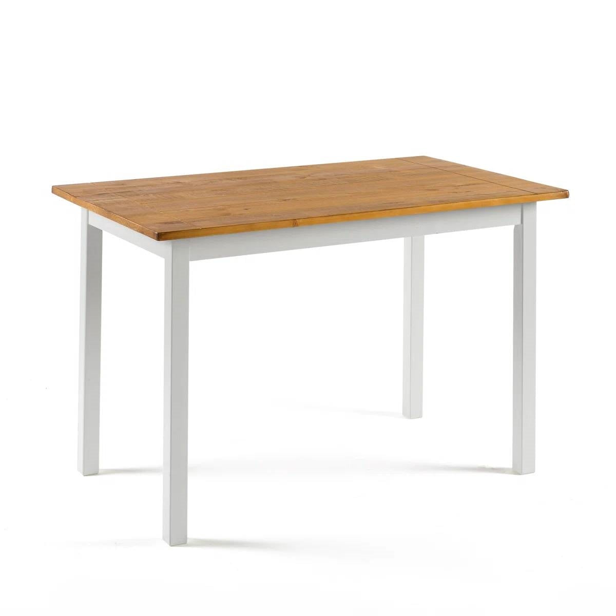 45 x 28 inch Solid Pine Wood Farmhouse Dining Table with White Wooden Legs-1