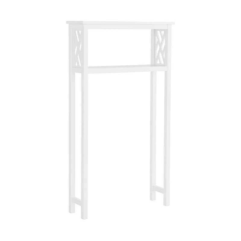 White Solid Wood Over the Toilet 1-Shelf Storage Rack-0