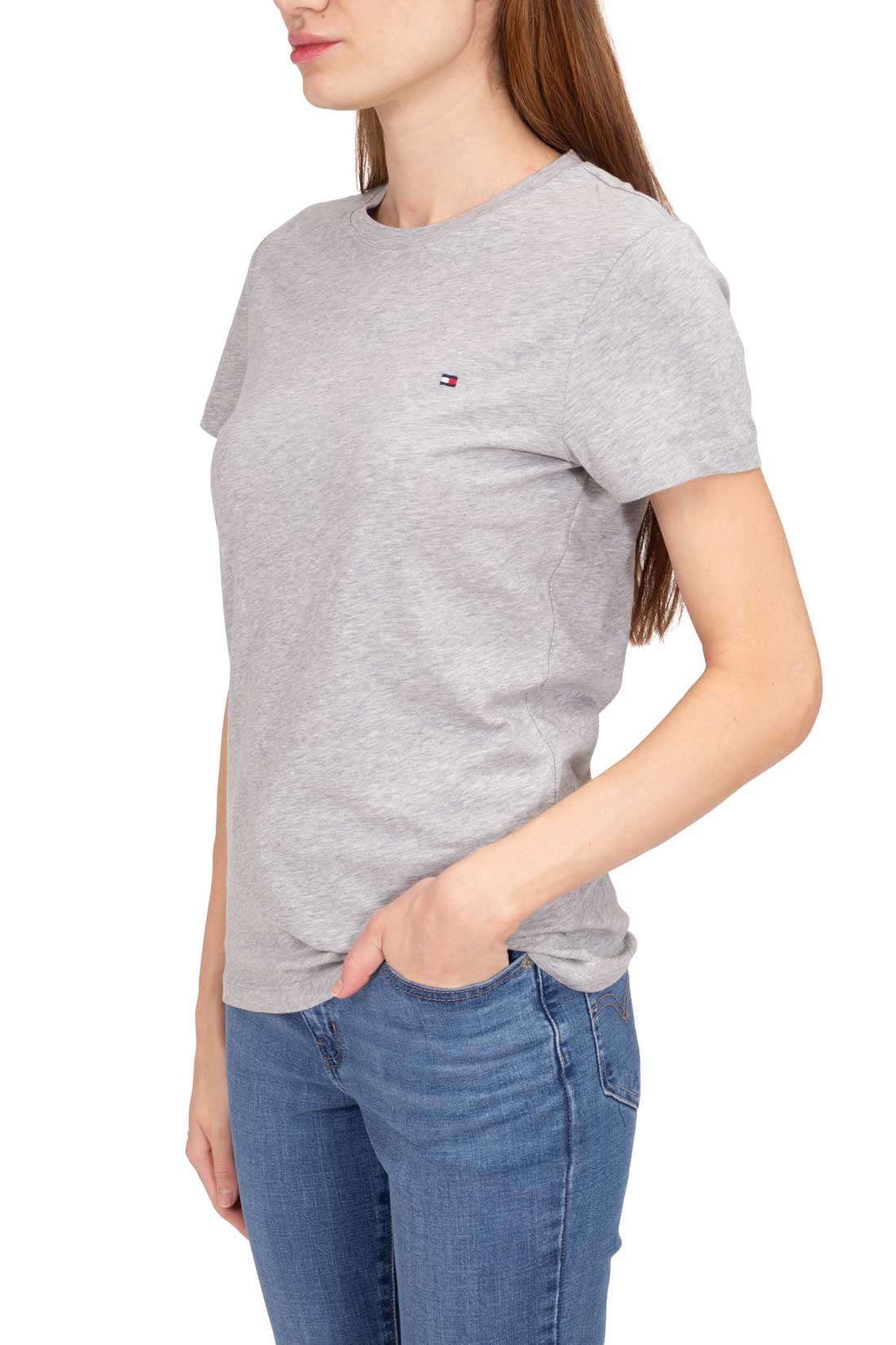 TOMMY HILFIGER - Women's regular basic T-shirt with logo  - Size XL-15