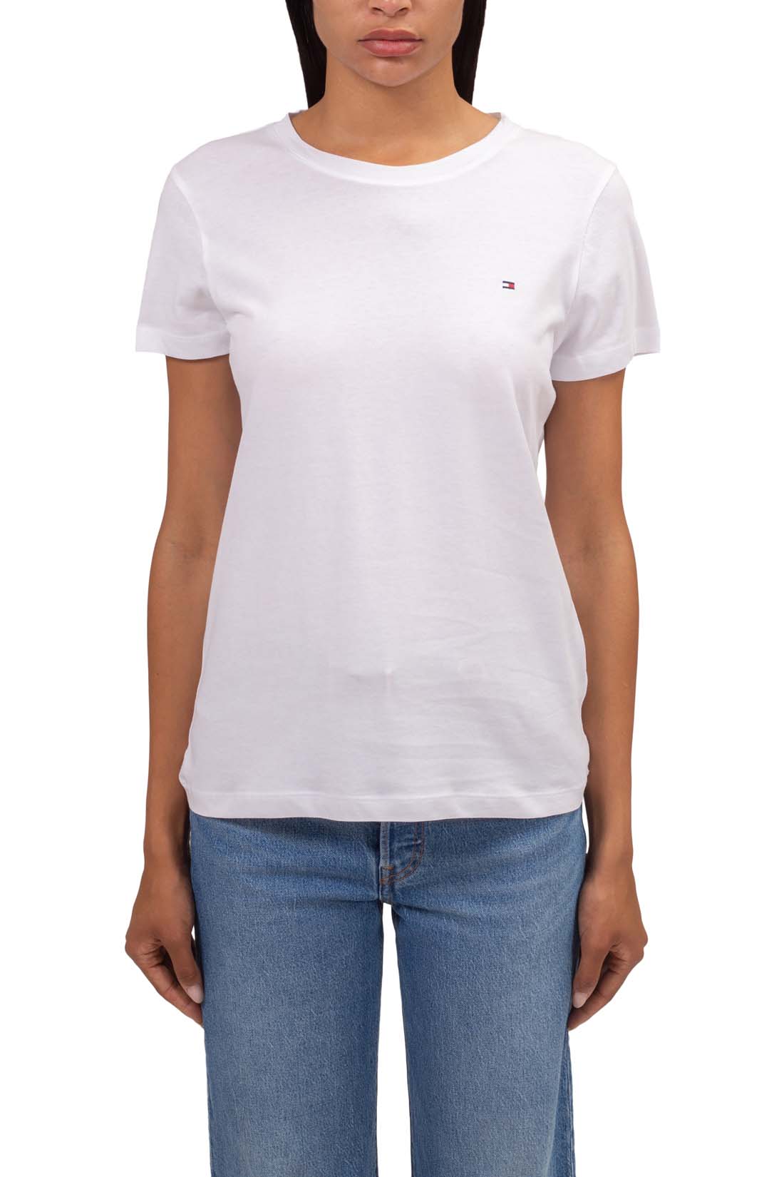 TOMMY HILFIGER - Women's regular basic T-shirt with logo  - Size XL-1