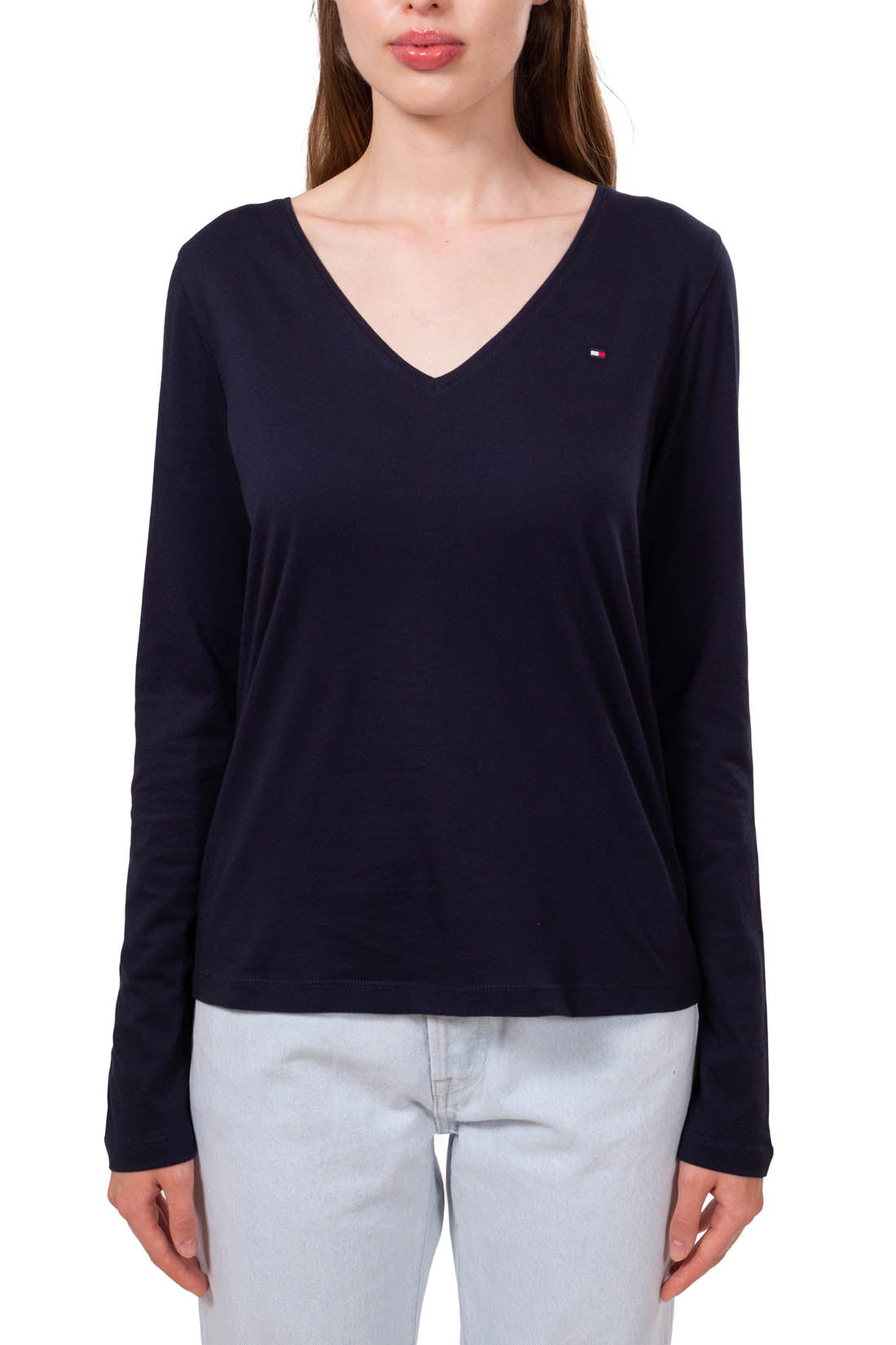 TOMMY HILFIGER - Women's basic relaxed v-neck T-shirt  - Size XS-9