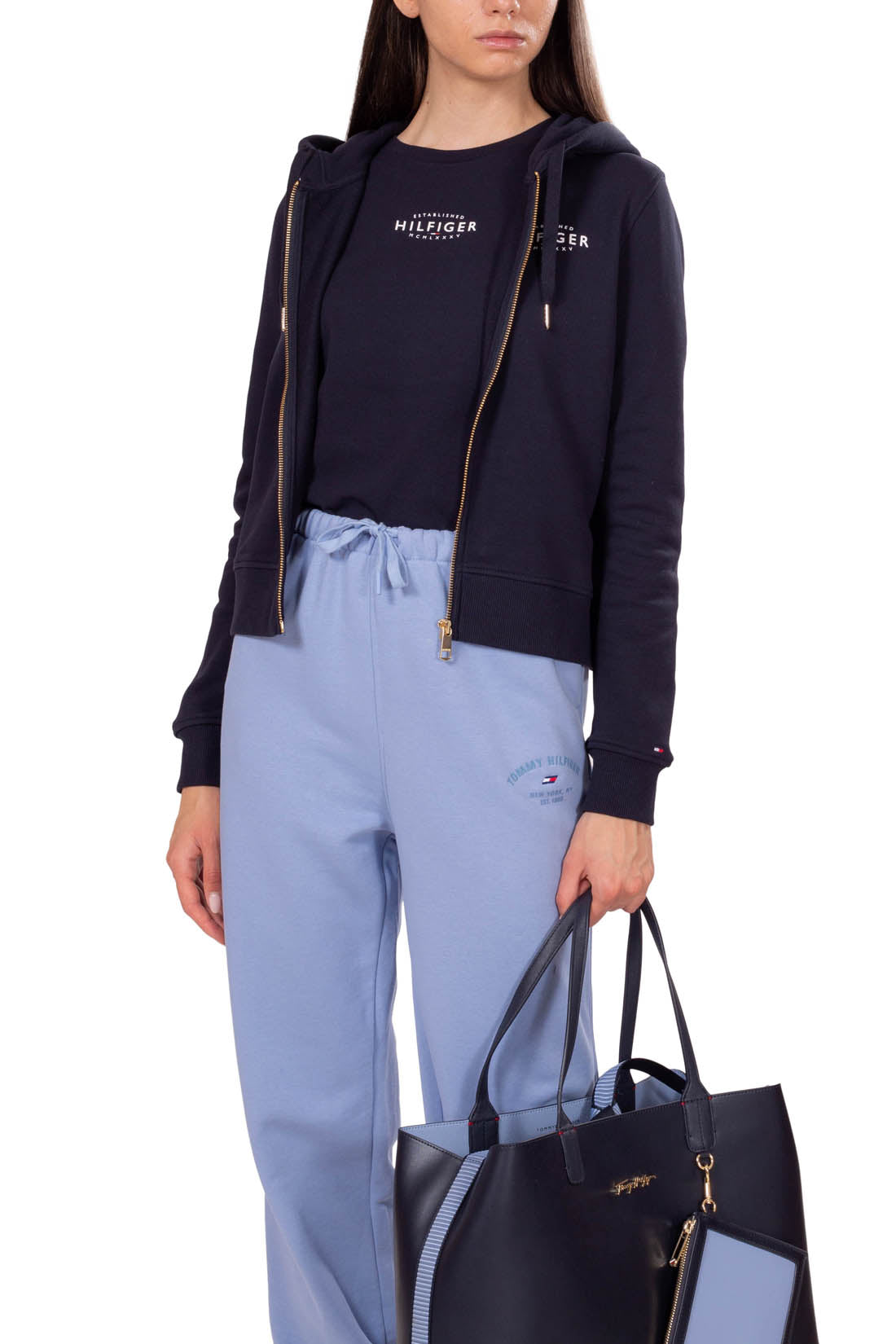 TOMMY HILFIGER - Women's basic zip-through sweatshirt  - Size M-11