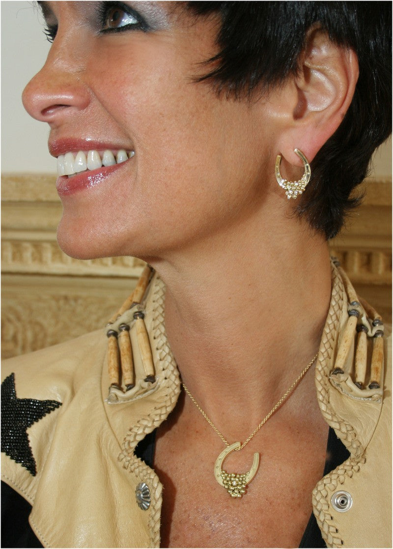 "Lucky You" Equestrian Horseshoe Pendant-Small-14K Gold with Diamonds-0