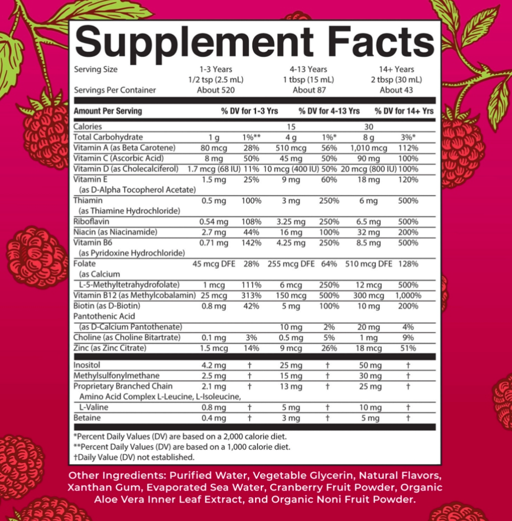 MaryRuth's Liquid Morning Multivitamin, Raspberry, 22 fl. oz., 2 pk.