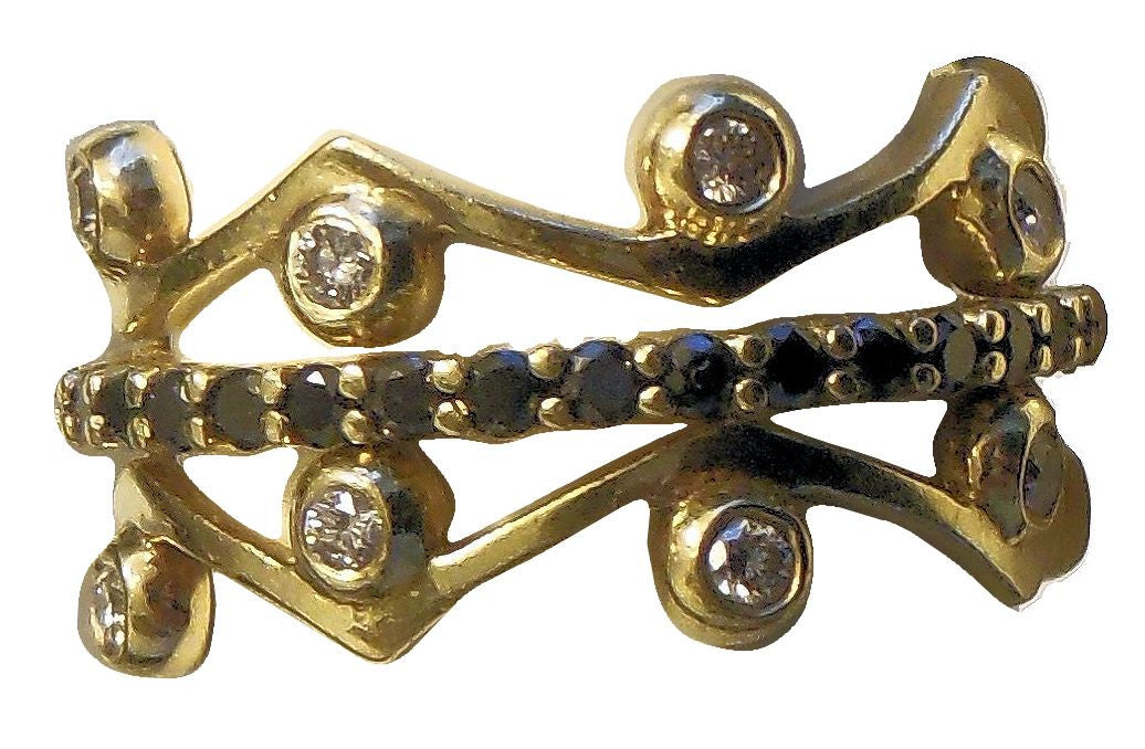Wave Stacking Rings- 18K Gold with Diamonds.-6
