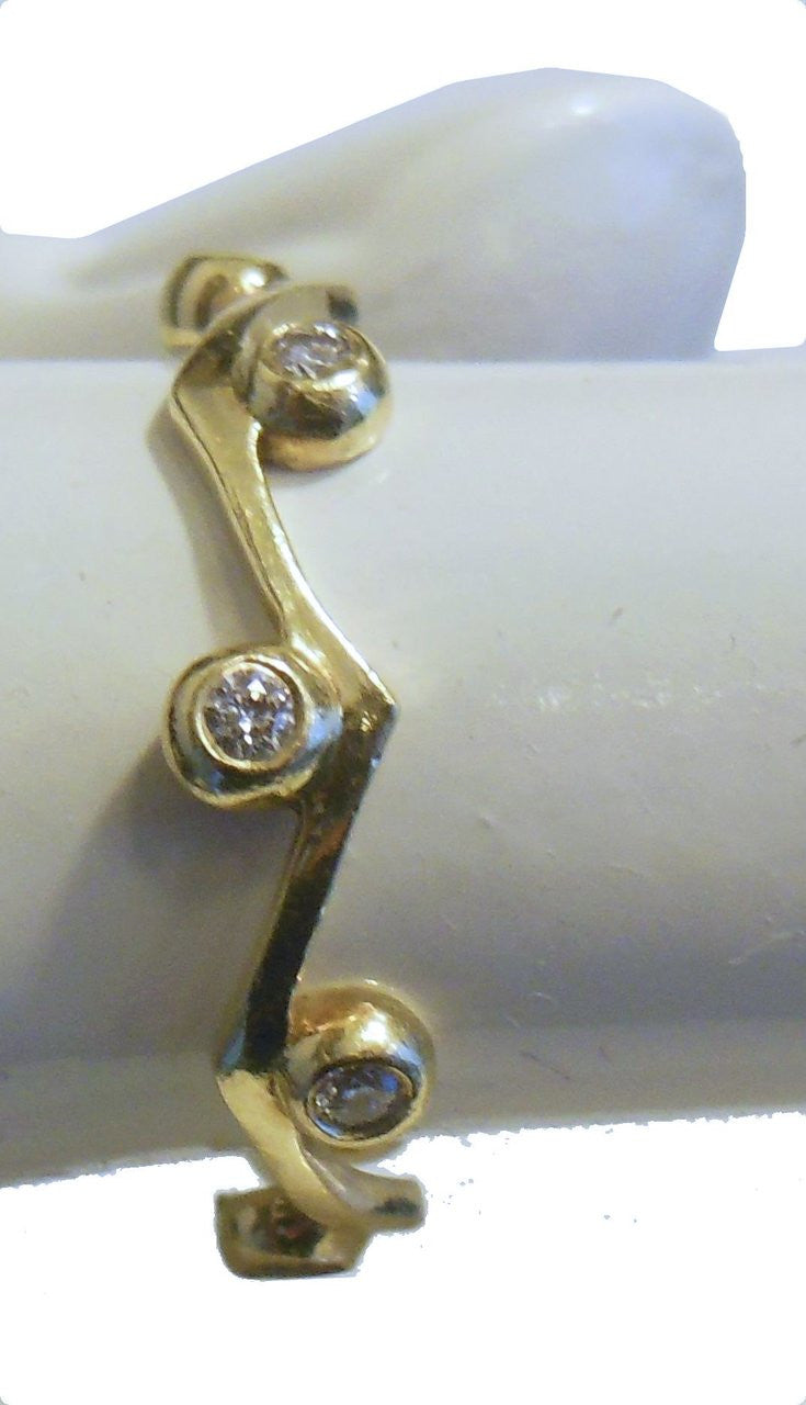 Wave Stacking Rings- 18K Gold with Diamonds.-0