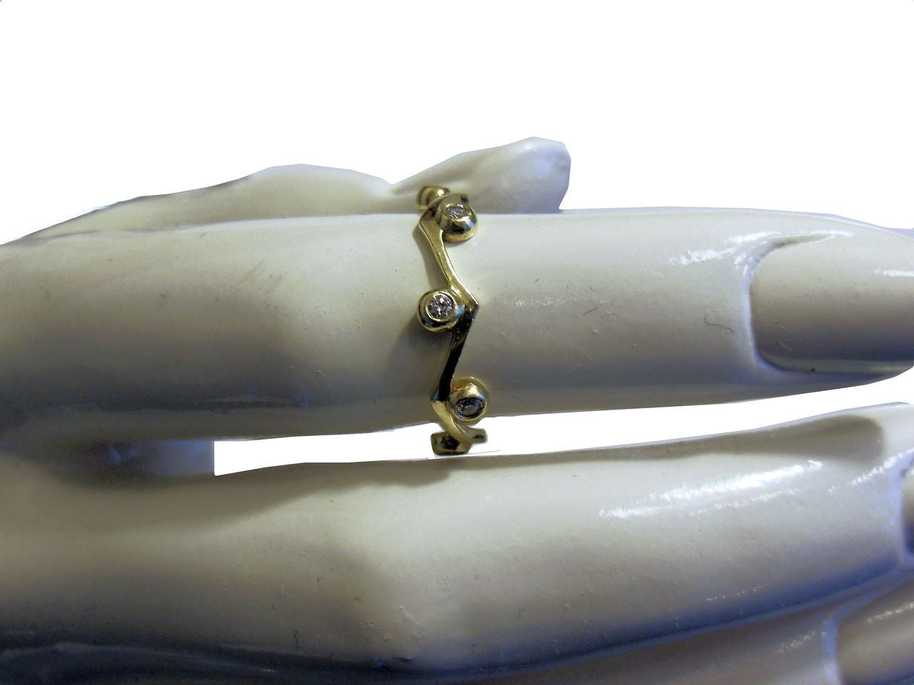 Wave Stacking Rings- 18K Gold with Diamonds.-2