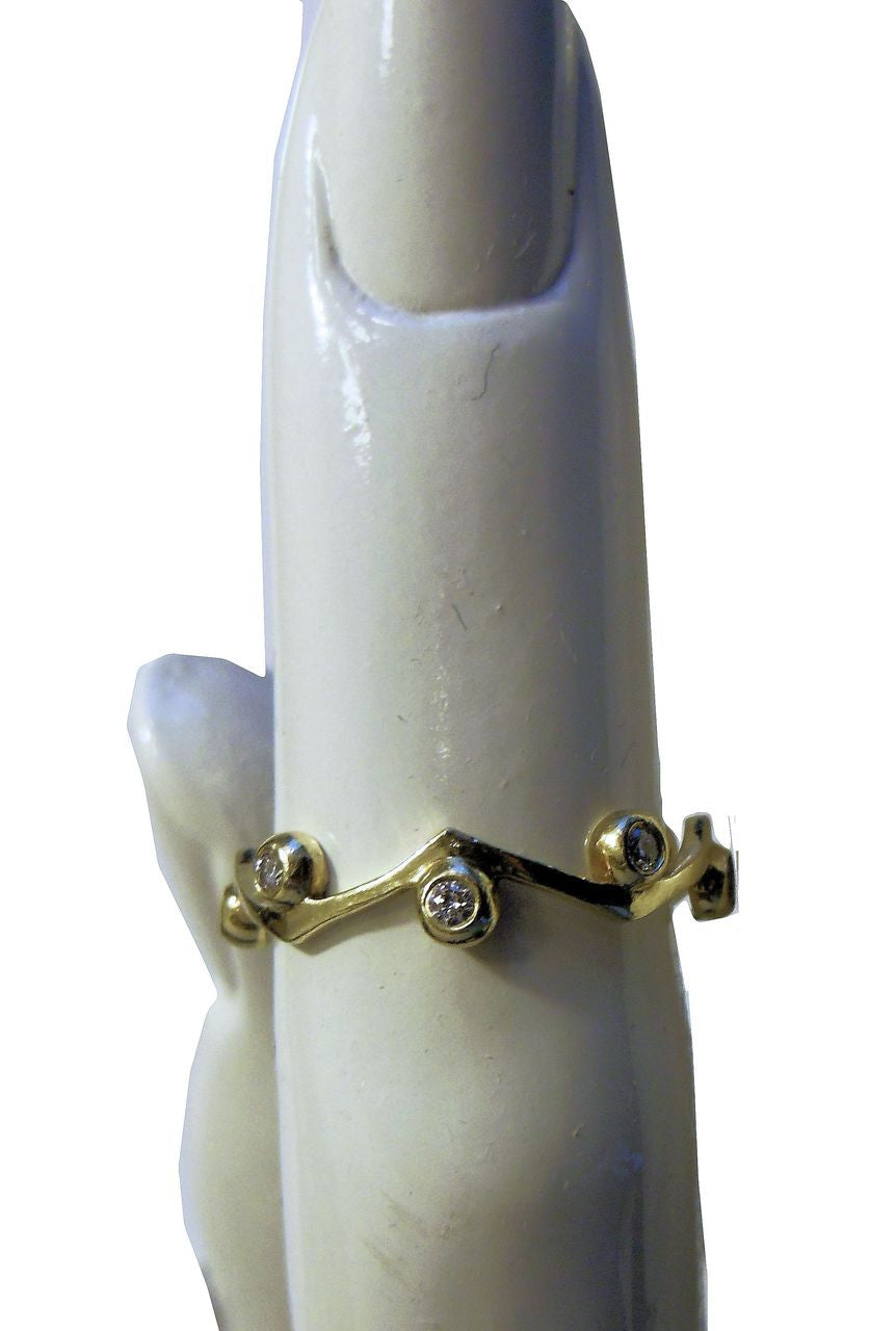 Wave Stacking Rings- 18K Gold with Diamonds.-1