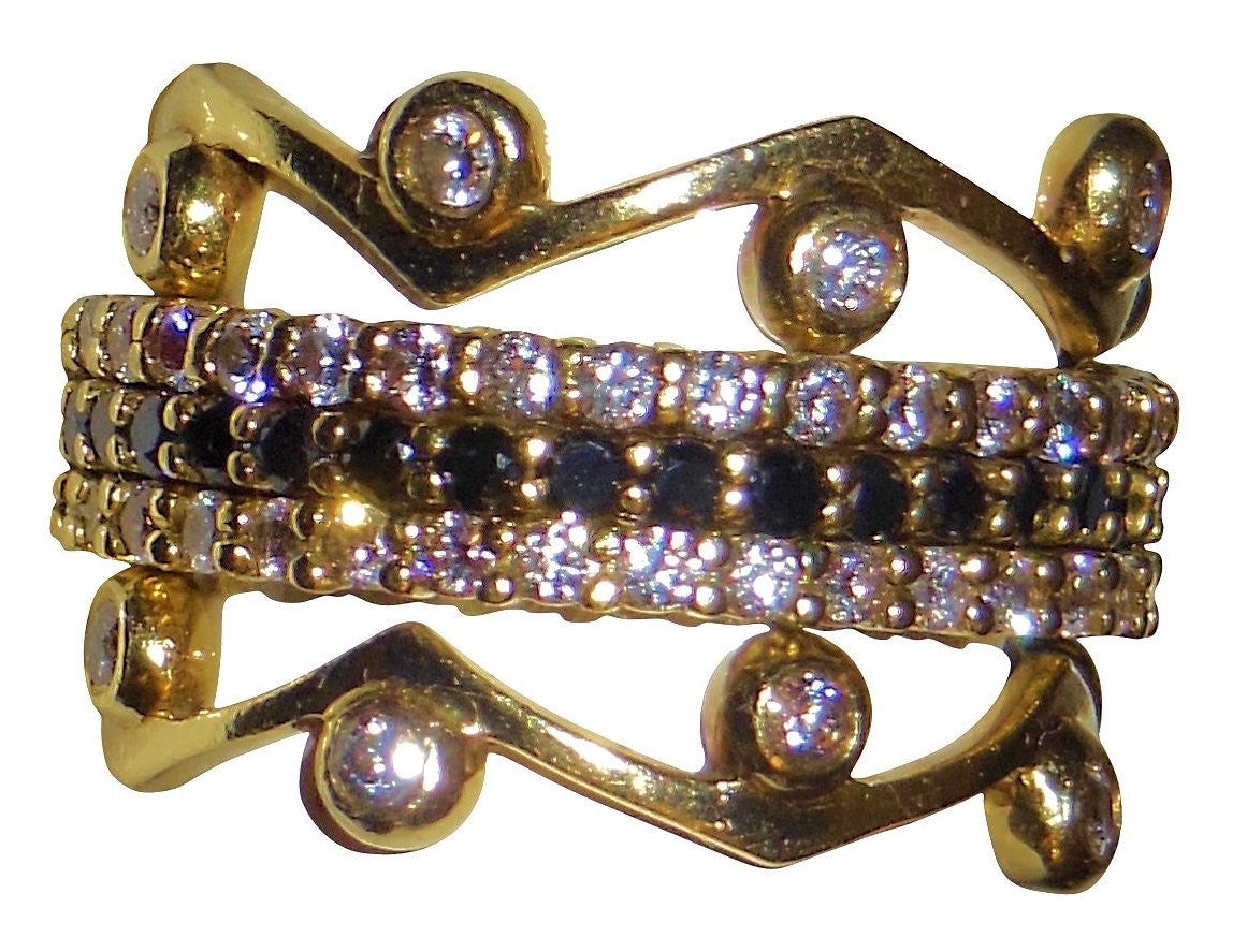 Wave Stacking Rings- 18K Gold with Diamonds.-14